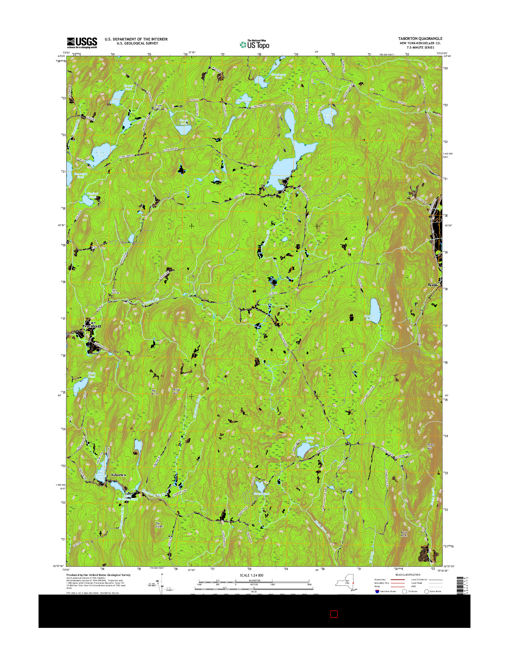 USGS US TOPO 7.5-MINUTE MAP FOR TABORTON, NY 2016