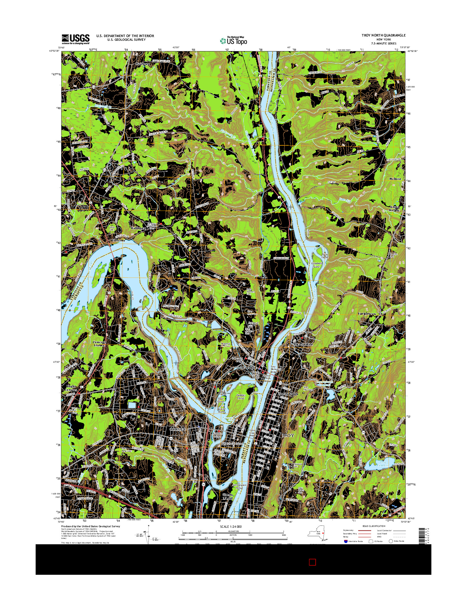 USGS US TOPO 7.5-MINUTE MAP FOR TROY NORTH, NY 2016