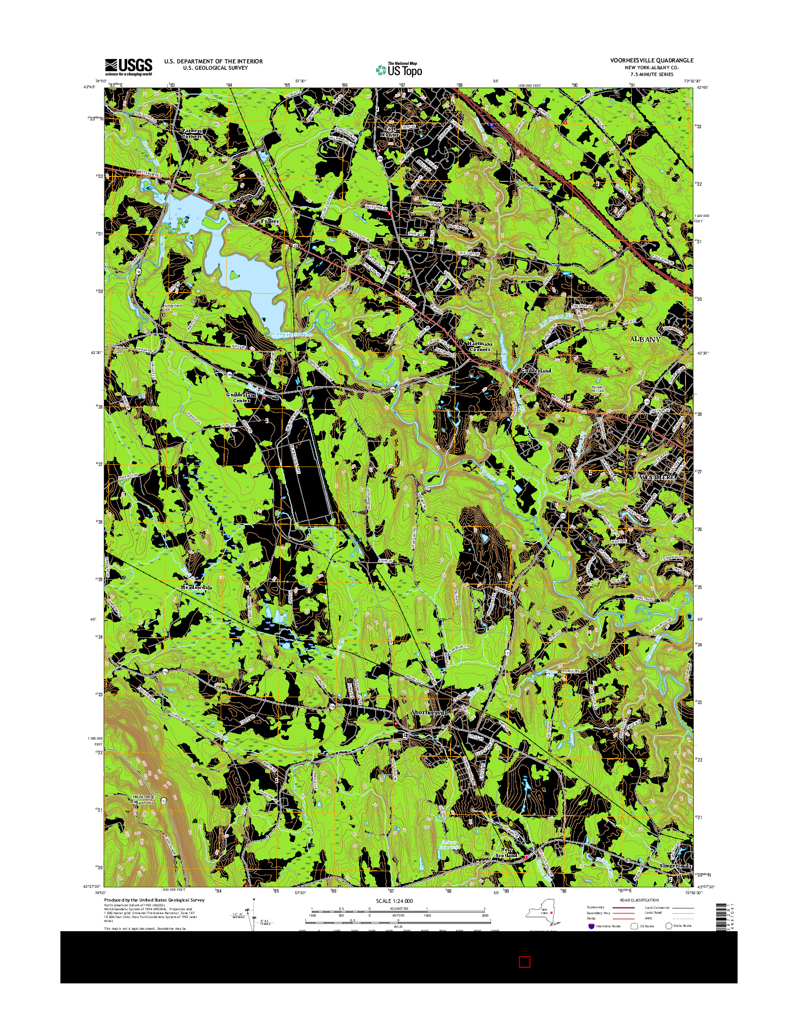 USGS US TOPO 7.5-MINUTE MAP FOR VOORHEESVILLE, NY 2016