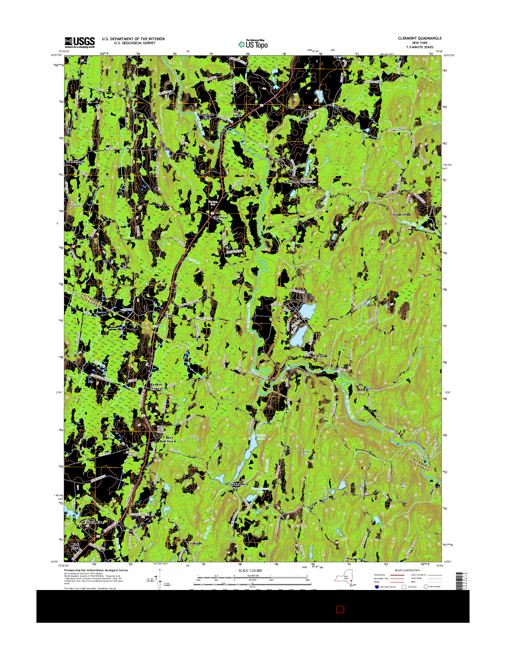 USGS US TOPO 7.5-MINUTE MAP FOR CLERMONT, NY 2016