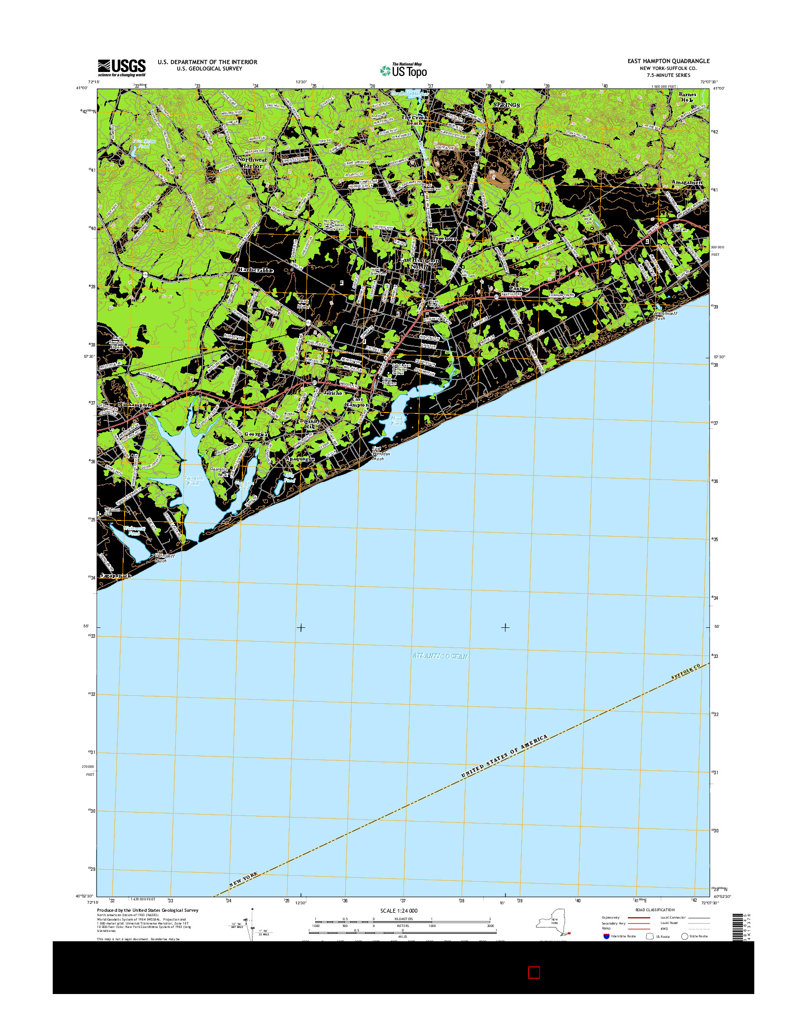 USGS US TOPO 7.5-MINUTE MAP FOR EAST HAMPTON, NY 2016
