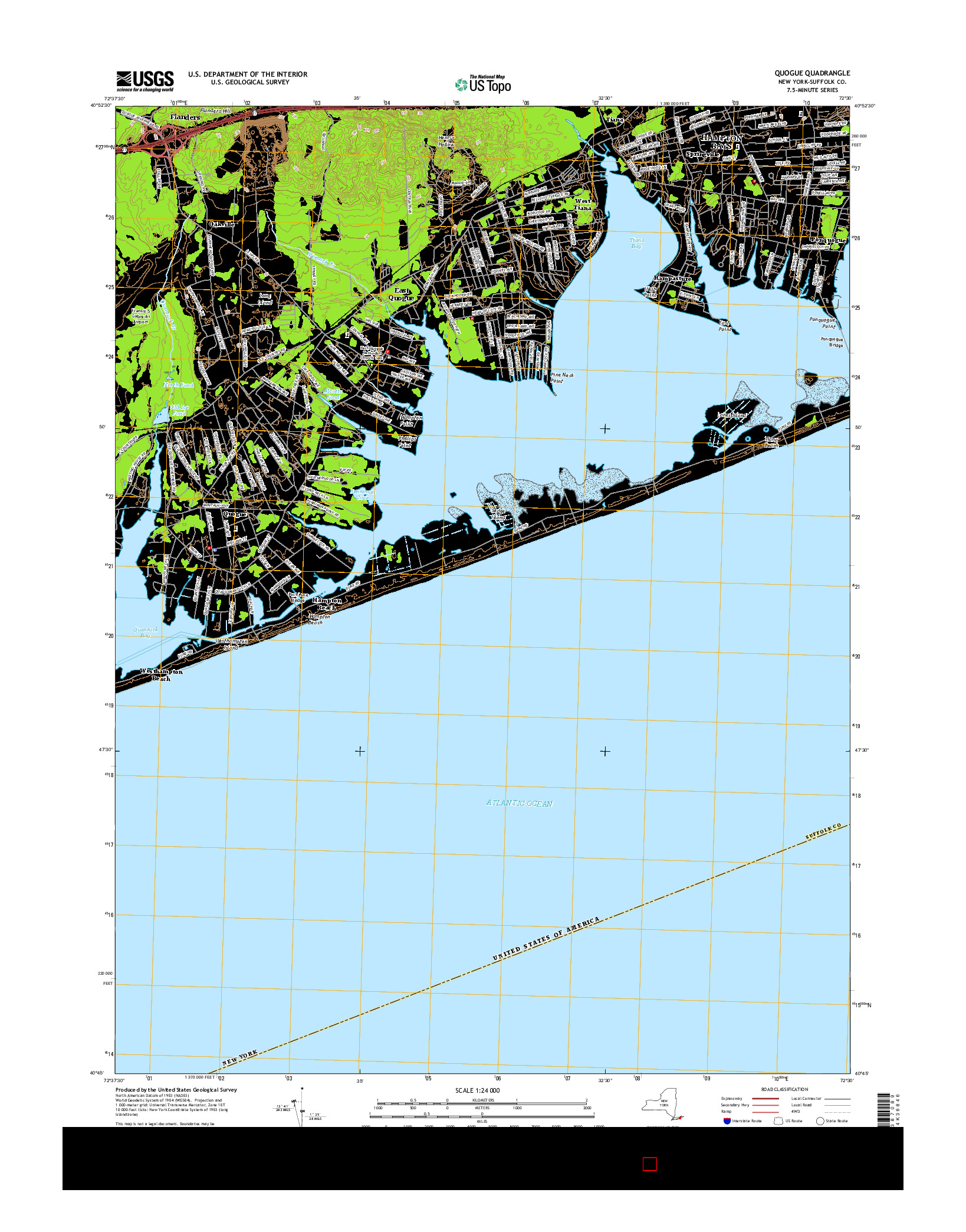 USGS US TOPO 7.5-MINUTE MAP FOR QUOGUE, NY 2016
