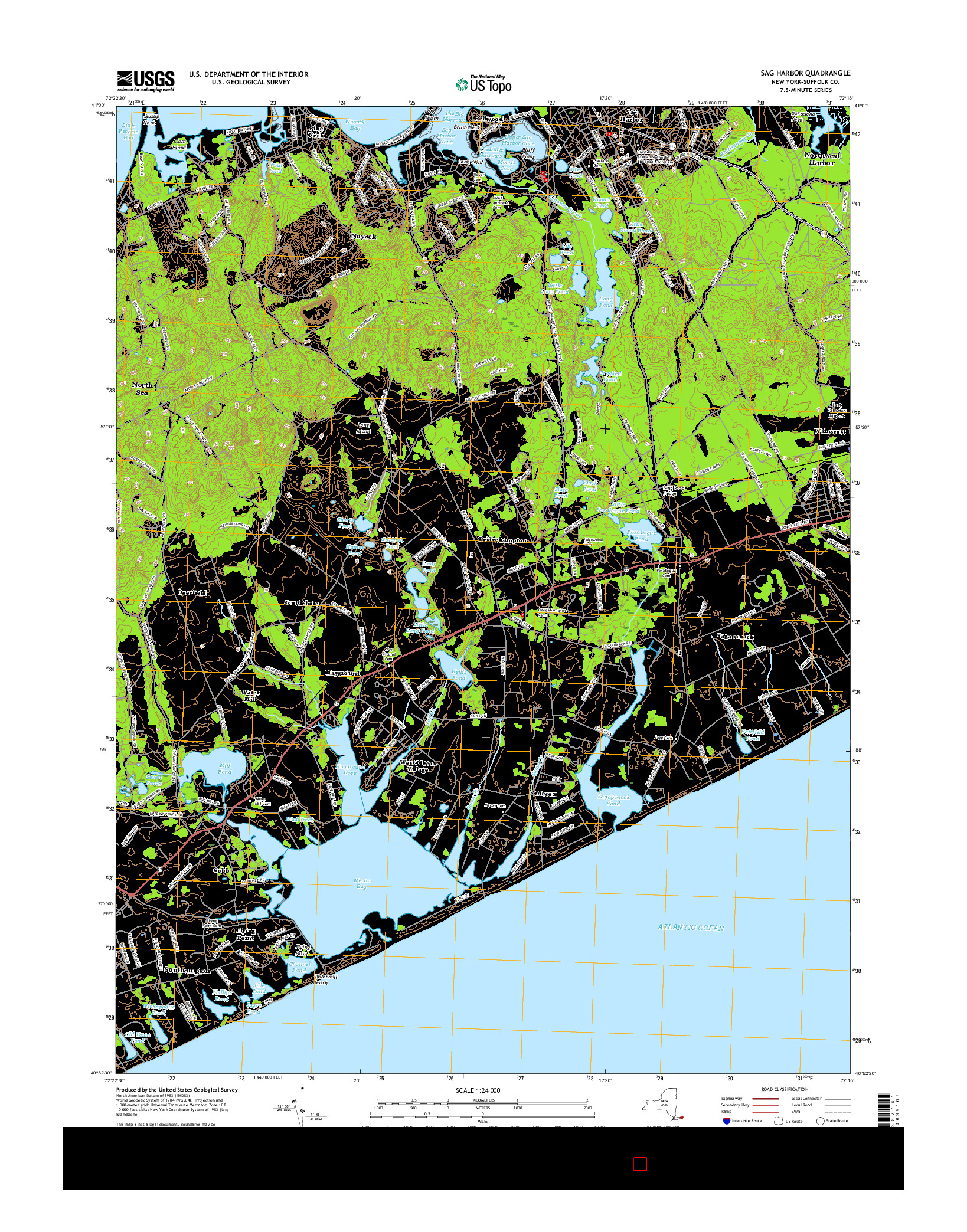 USGS US TOPO 7.5-MINUTE MAP FOR SAG HARBOR, NY 2016