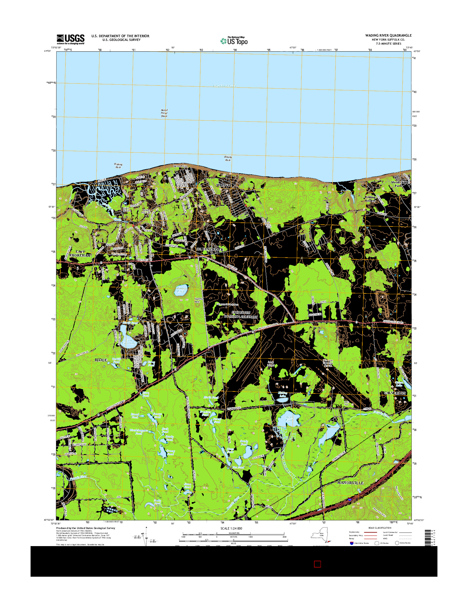 USGS US TOPO 7.5-MINUTE MAP FOR WADING RIVER, NY 2016