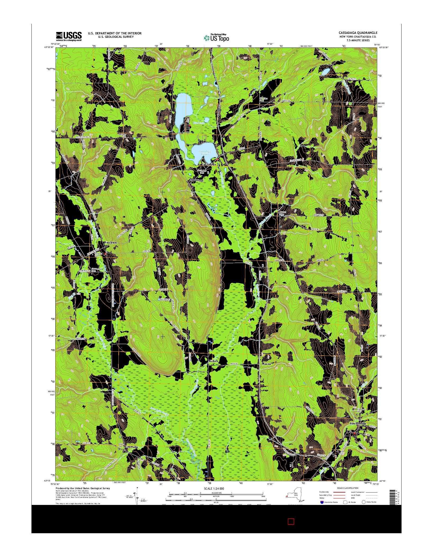 USGS US TOPO 7.5-MINUTE MAP FOR CASSADAGA, NY 2016