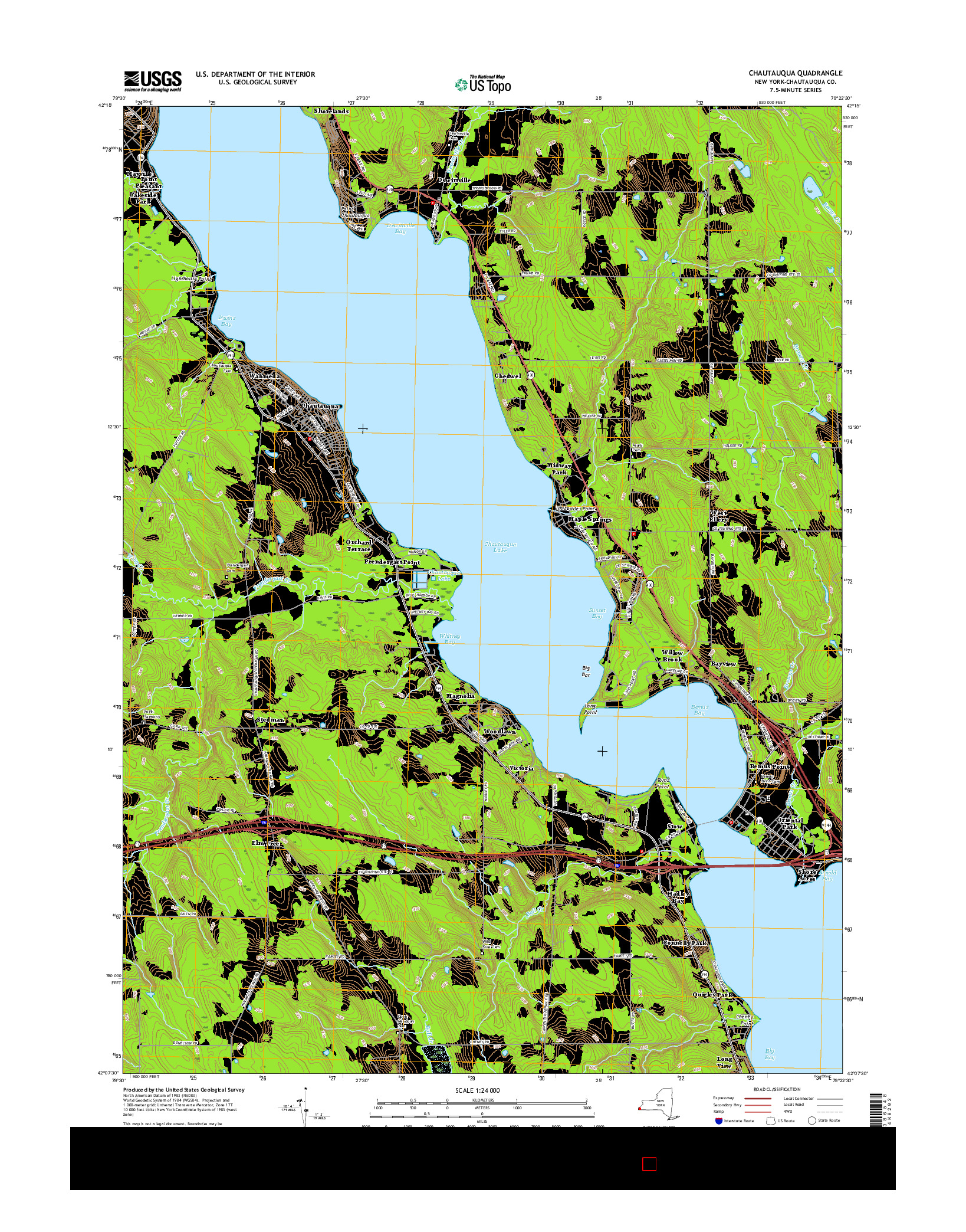 USGS US TOPO 7.5-MINUTE MAP FOR CHAUTAUQUA, NY 2016