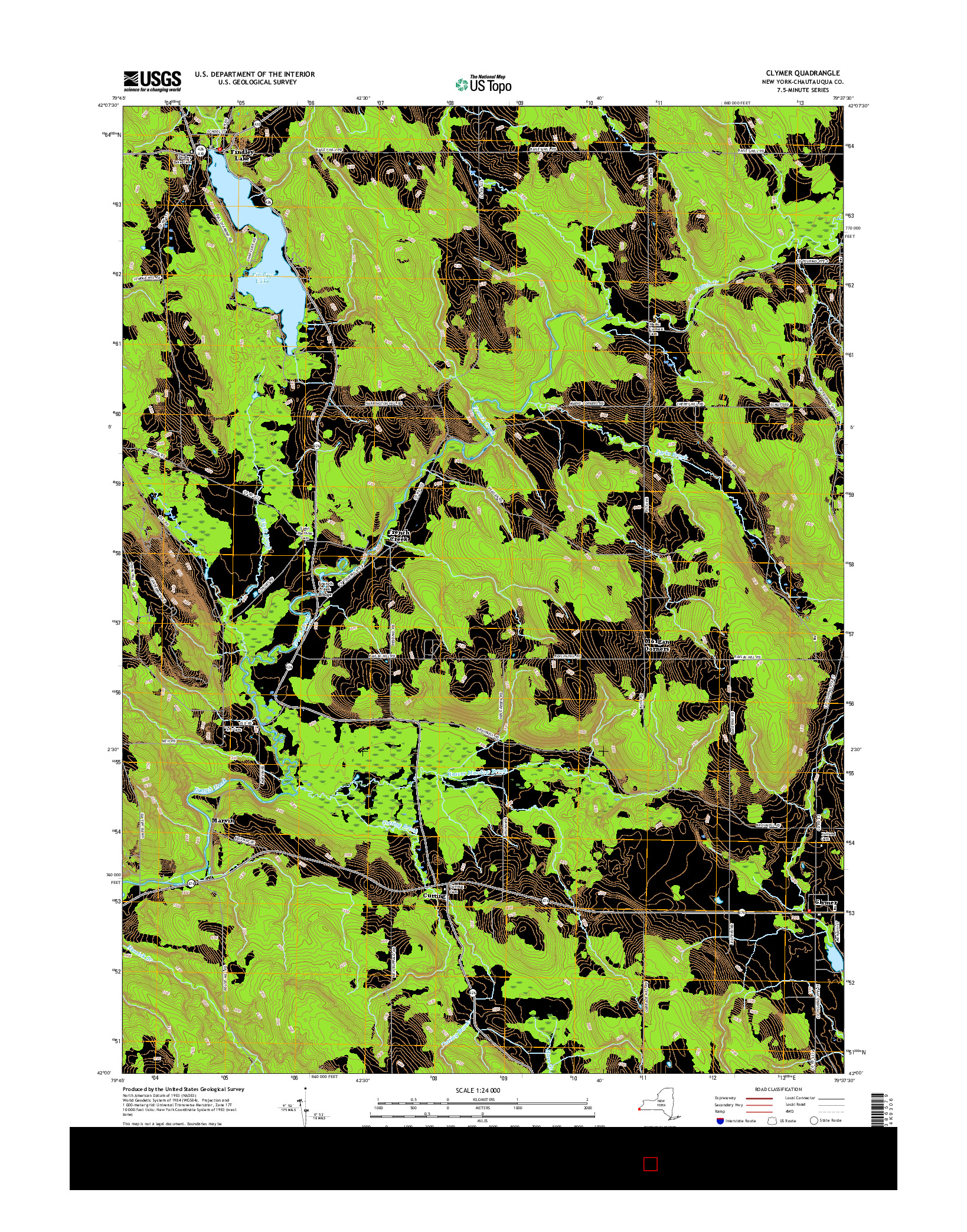 USGS US TOPO 7.5-MINUTE MAP FOR CLYMER, NY 2016