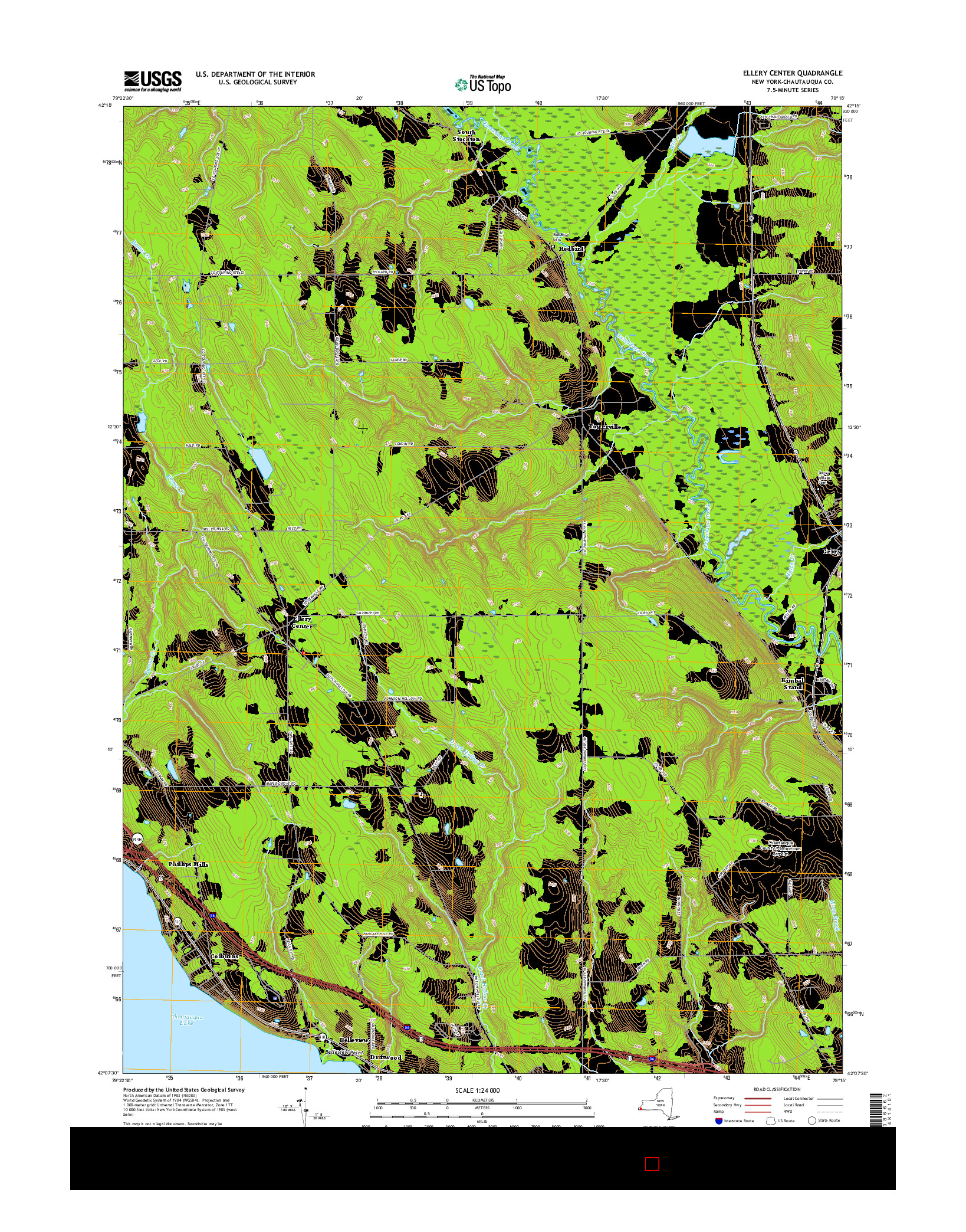 USGS US TOPO 7.5-MINUTE MAP FOR ELLERY CENTER, NY 2016