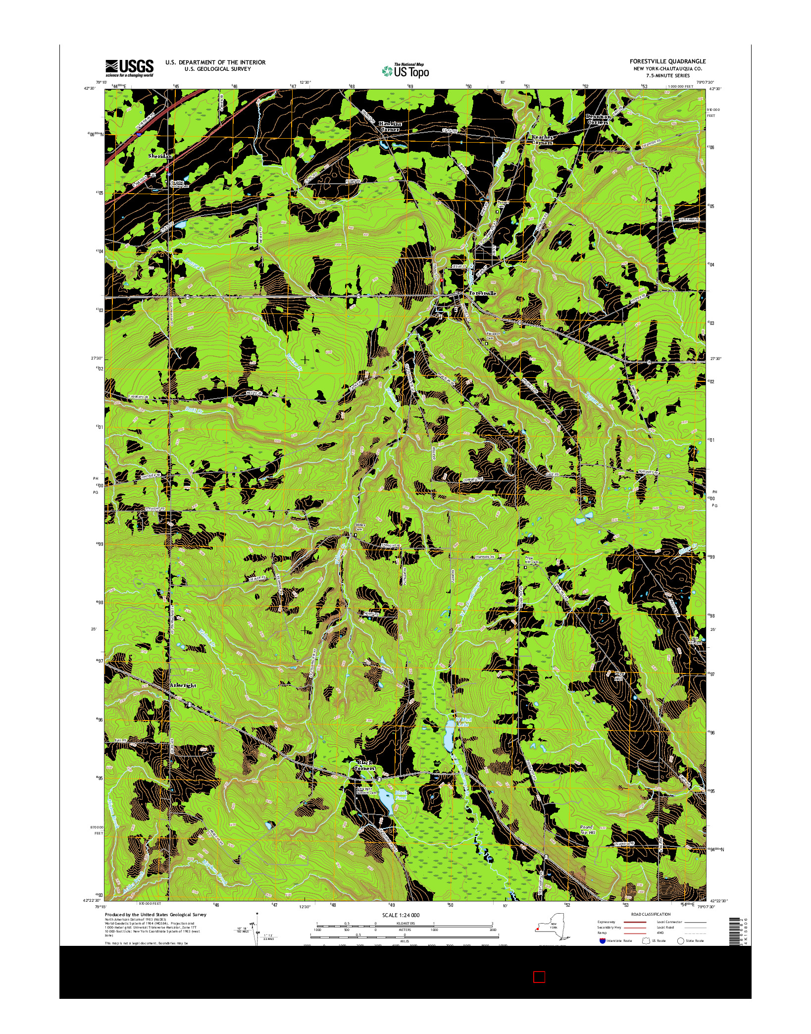 USGS US TOPO 7.5-MINUTE MAP FOR FORESTVILLE, NY 2016