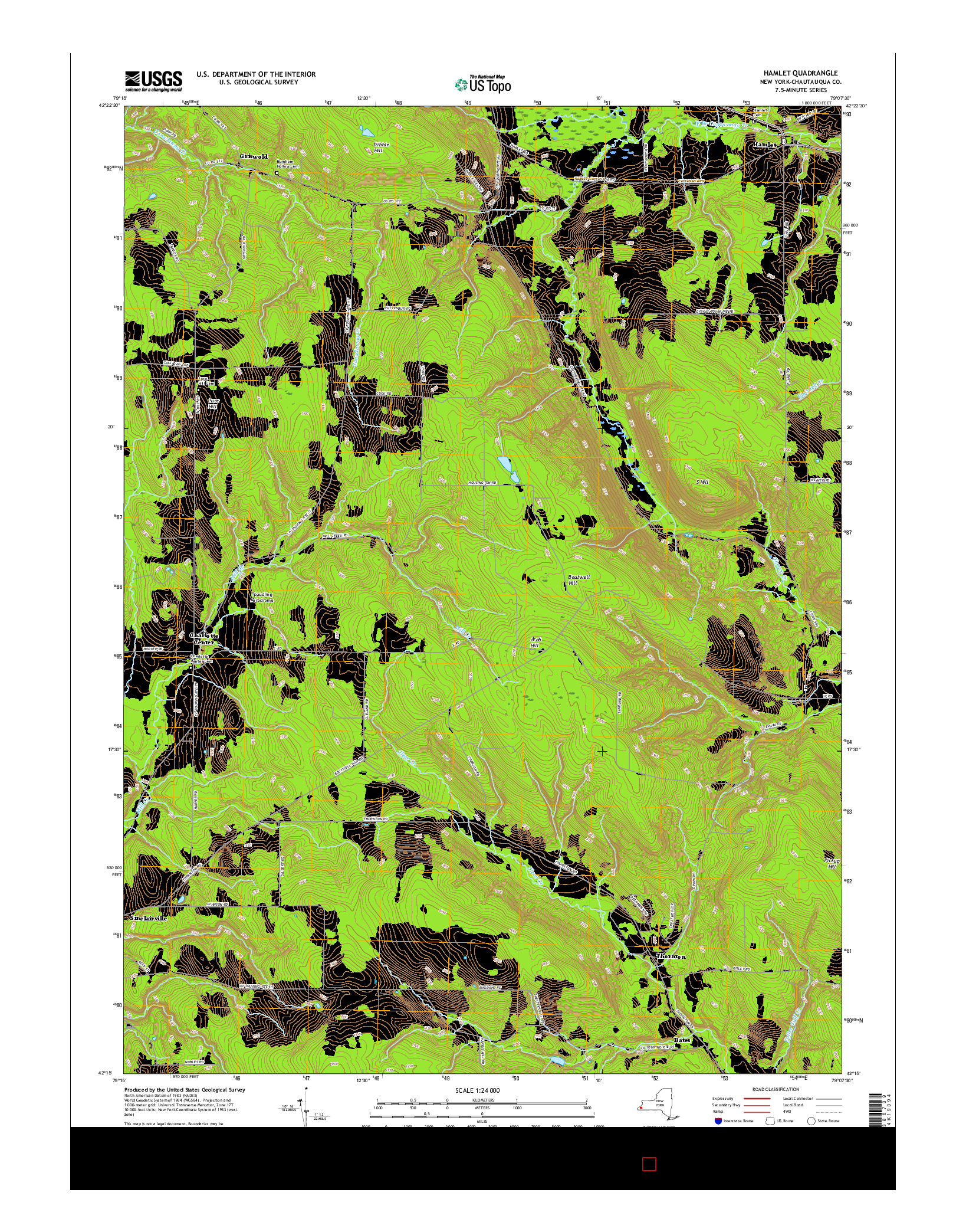 USGS US TOPO 7.5-MINUTE MAP FOR HAMLET, NY 2016