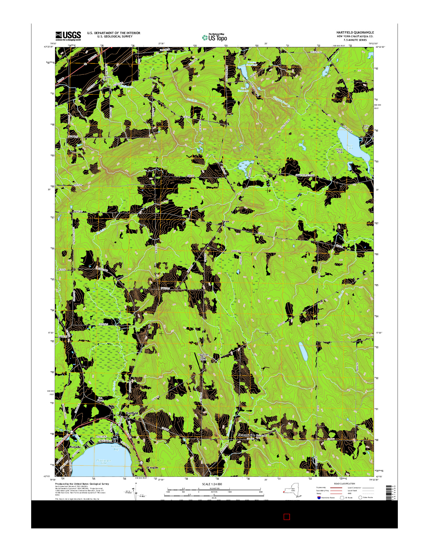 USGS US TOPO 7.5-MINUTE MAP FOR HARTFIELD, NY 2016