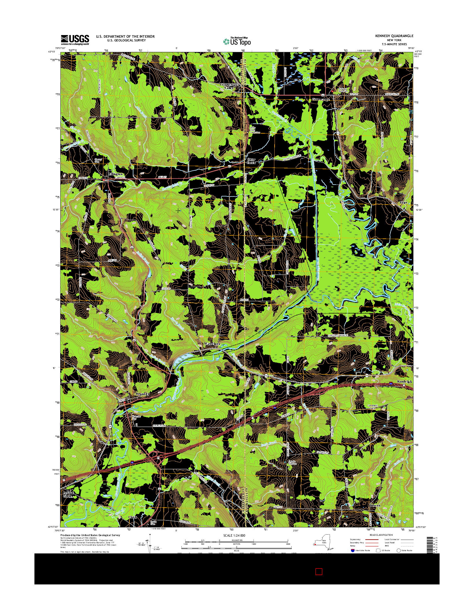 USGS US TOPO 7.5-MINUTE MAP FOR KENNEDY, NY 2016