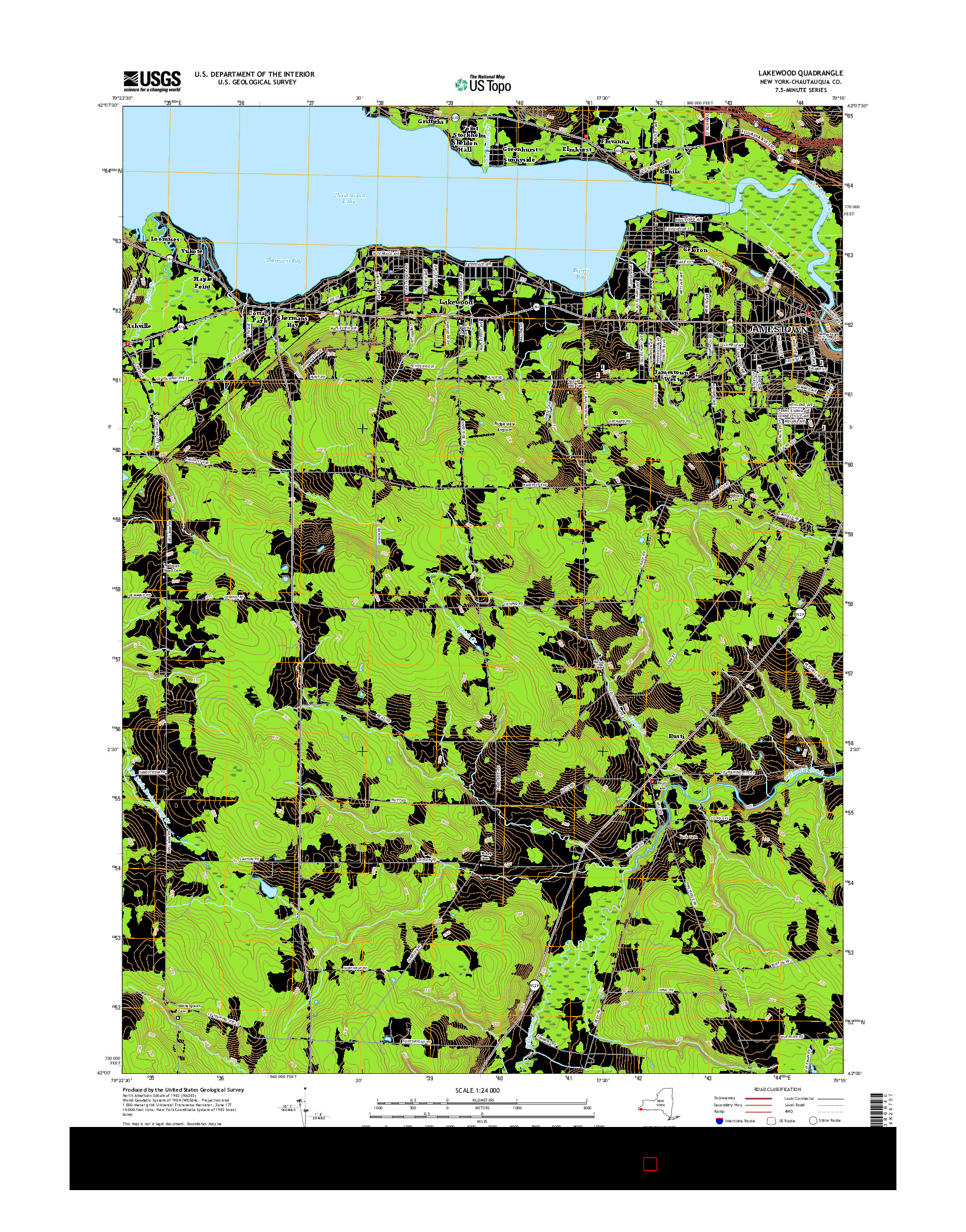 USGS US TOPO 7.5-MINUTE MAP FOR LAKEWOOD, NY 2016