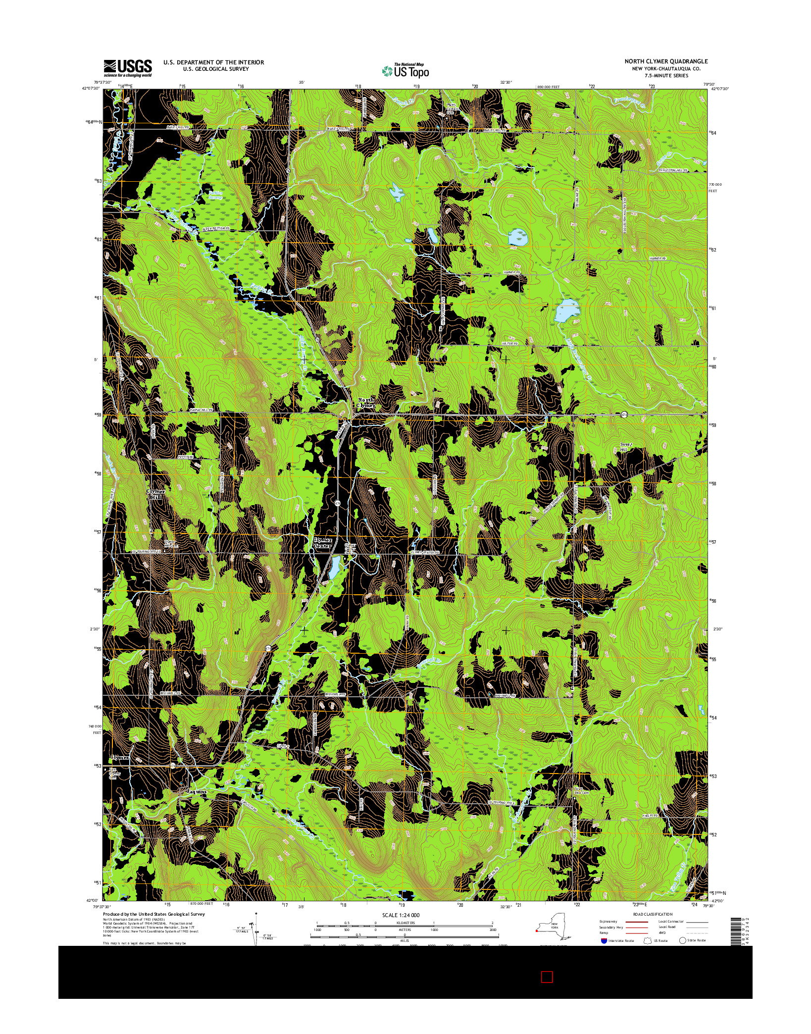 USGS US TOPO 7.5-MINUTE MAP FOR NORTH CLYMER, NY 2016