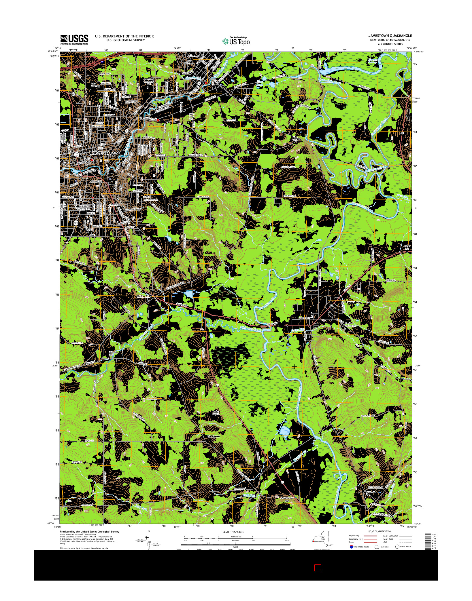 USGS US TOPO 7.5-MINUTE MAP FOR JAMESTOWN, NY 2016