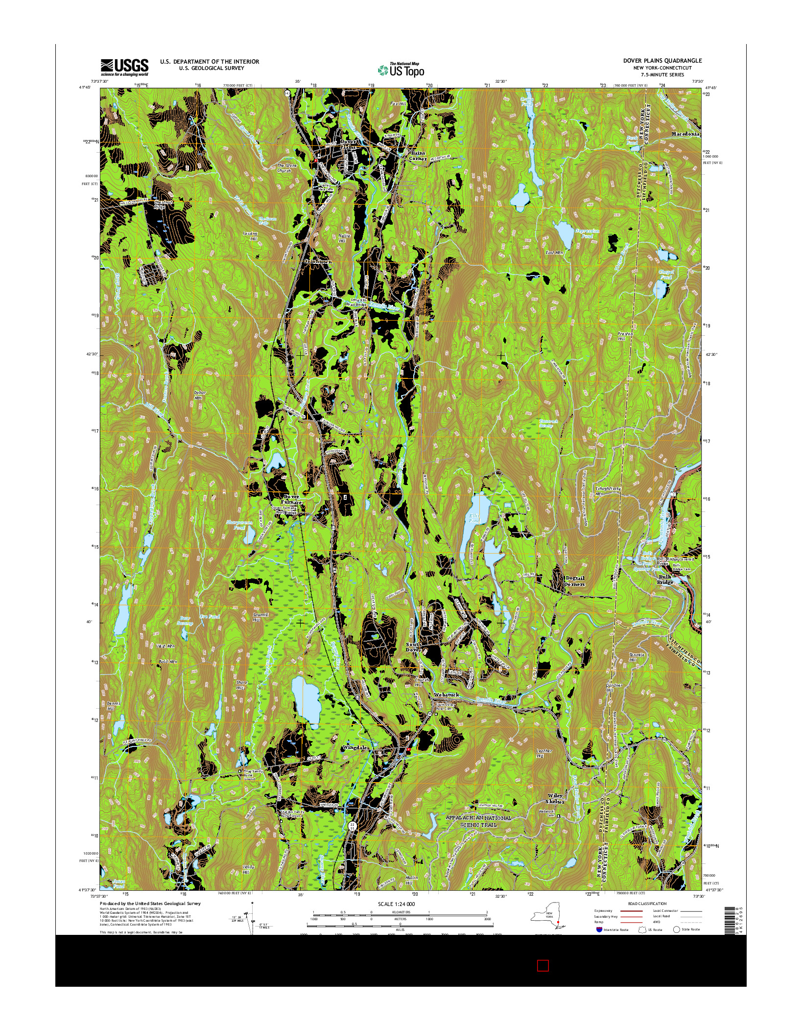 USGS US TOPO 7.5-MINUTE MAP FOR DOVER PLAINS, NY-CT 2016