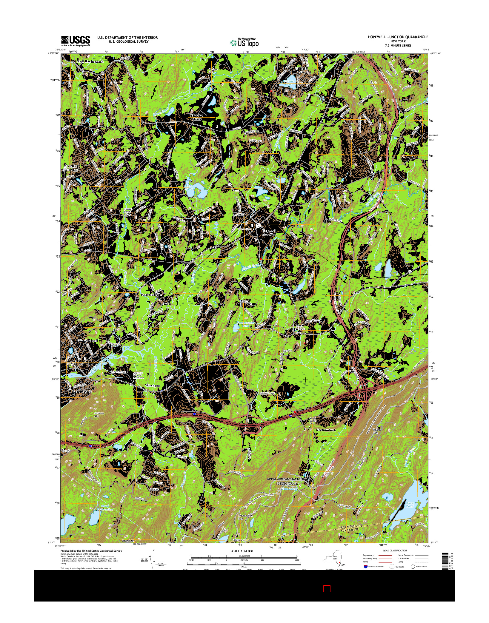 USGS US TOPO 7.5-MINUTE MAP FOR HOPEWELL JUNCTION, NY 2016