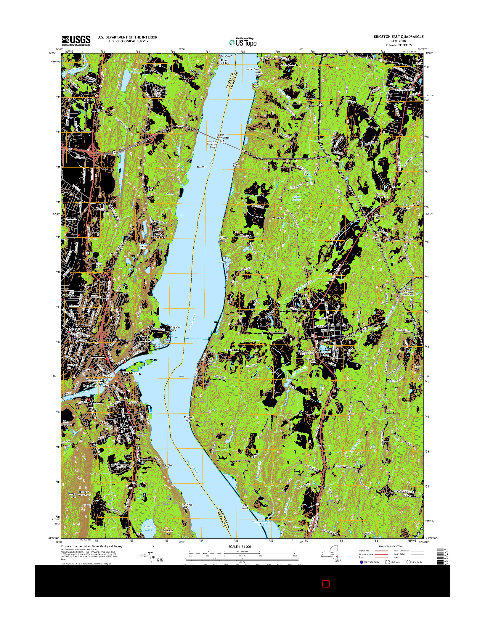 USGS US TOPO 7.5-MINUTE MAP FOR KINGSTON EAST, NY 2016