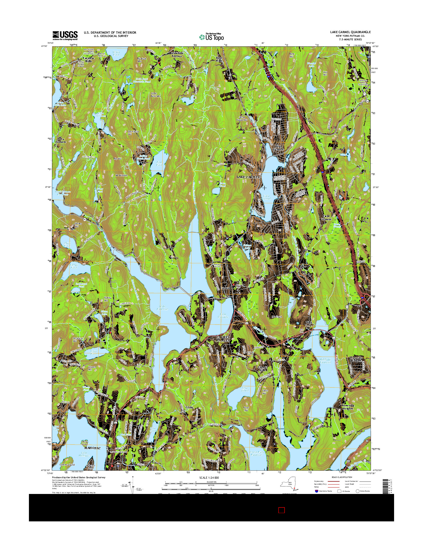 USGS US TOPO 7.5-MINUTE MAP FOR LAKE CARMEL, NY 2016