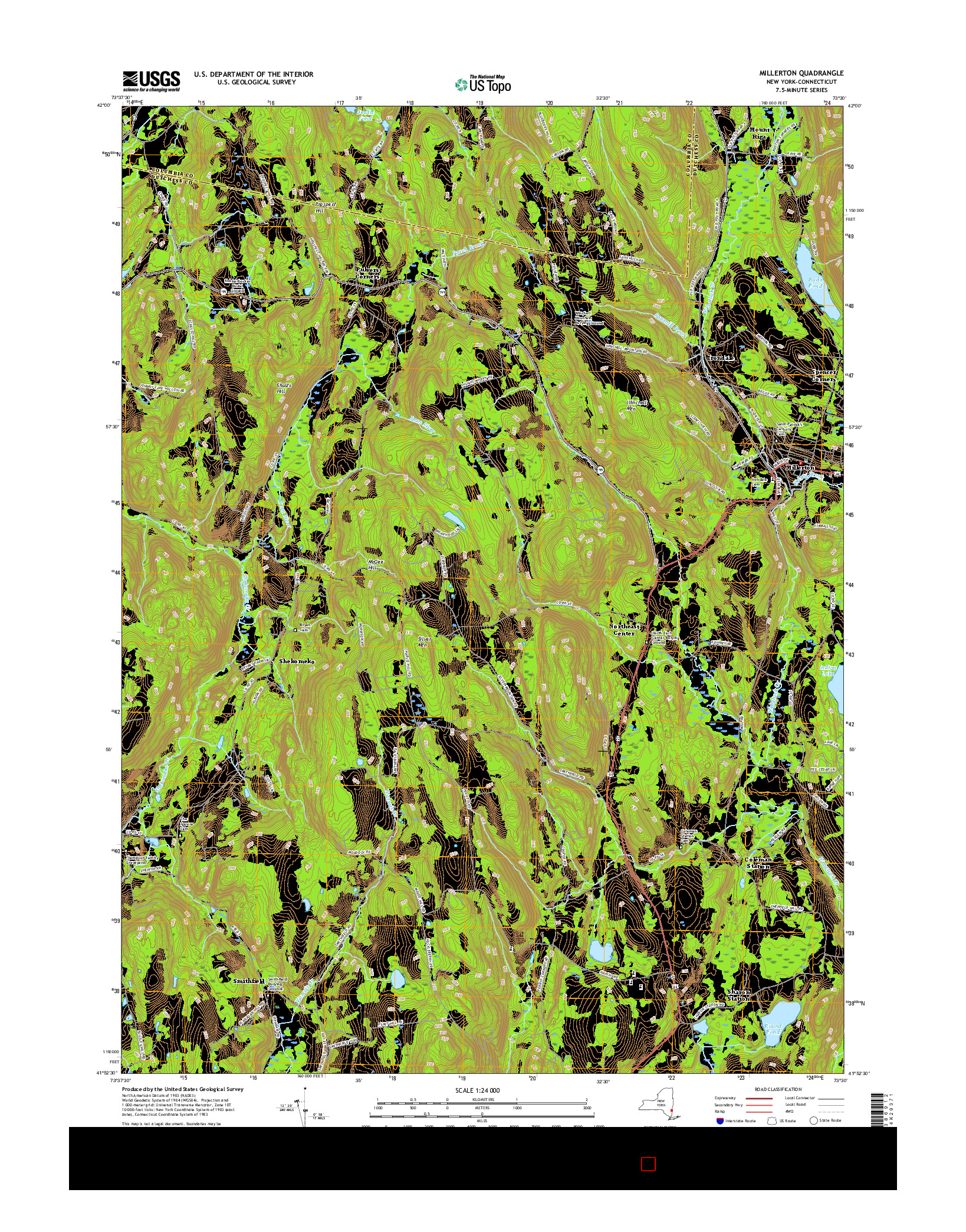 USGS US TOPO 7.5-MINUTE MAP FOR MILLERTON, NY-CT 2016