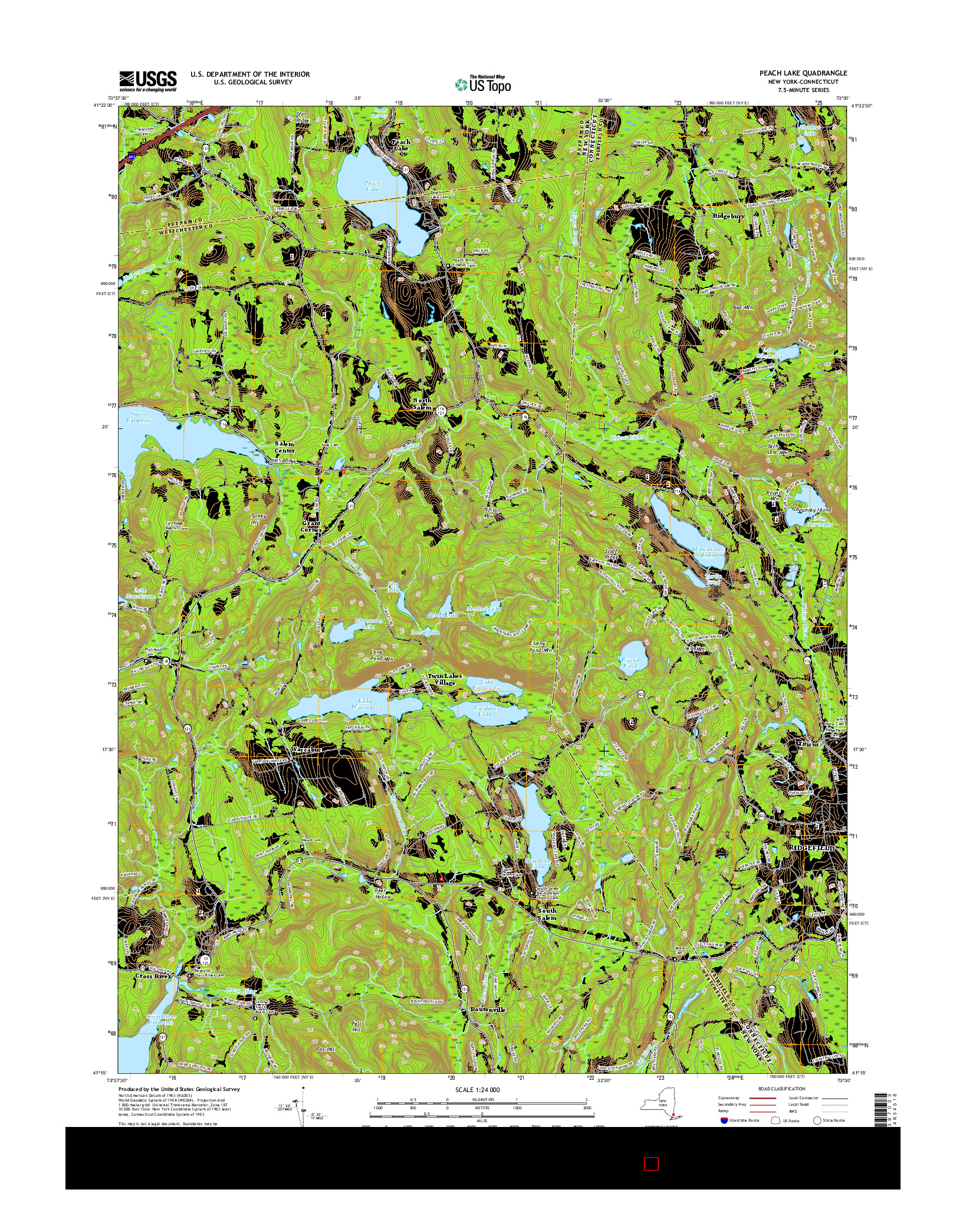 USGS US TOPO 7.5-MINUTE MAP FOR PEACH LAKE, NY-CT 2016