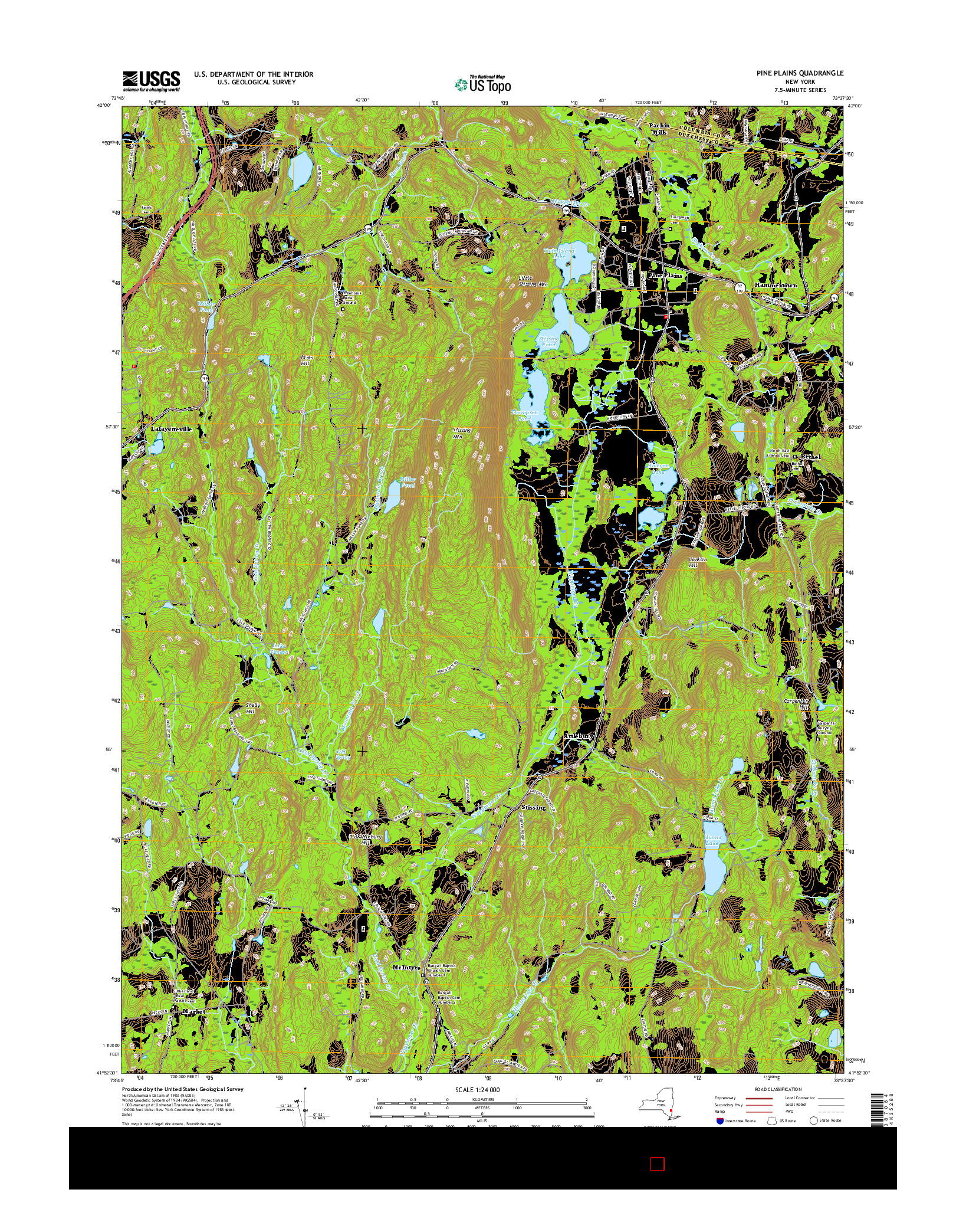 USGS US TOPO 7.5-MINUTE MAP FOR PINE PLAINS, NY 2016