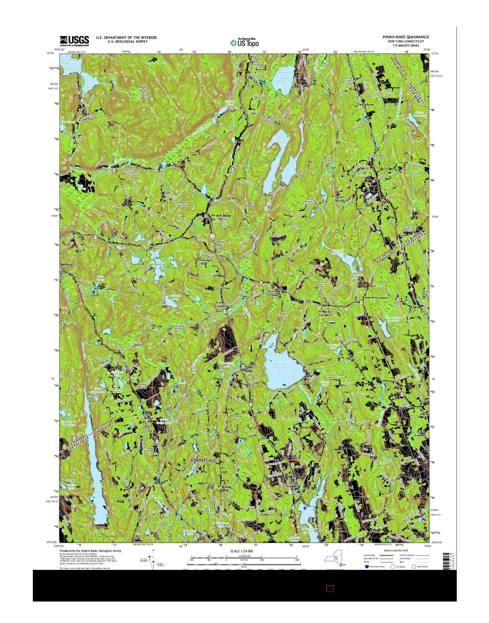USGS US TOPO 7.5-MINUTE MAP FOR POUND RIDGE, NY-CT 2016