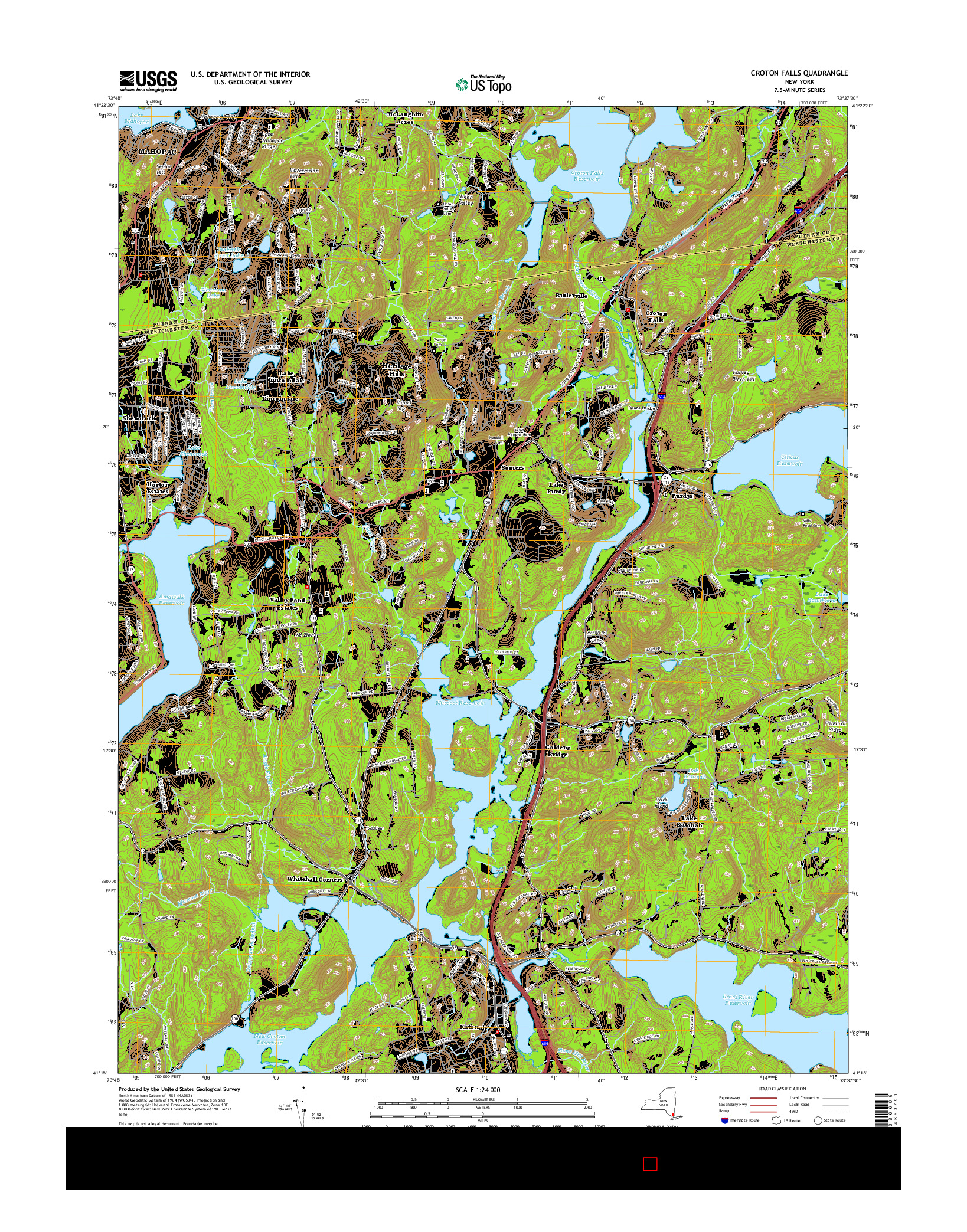 USGS US TOPO 7.5-MINUTE MAP FOR CROTON FALLS, NY 2016
