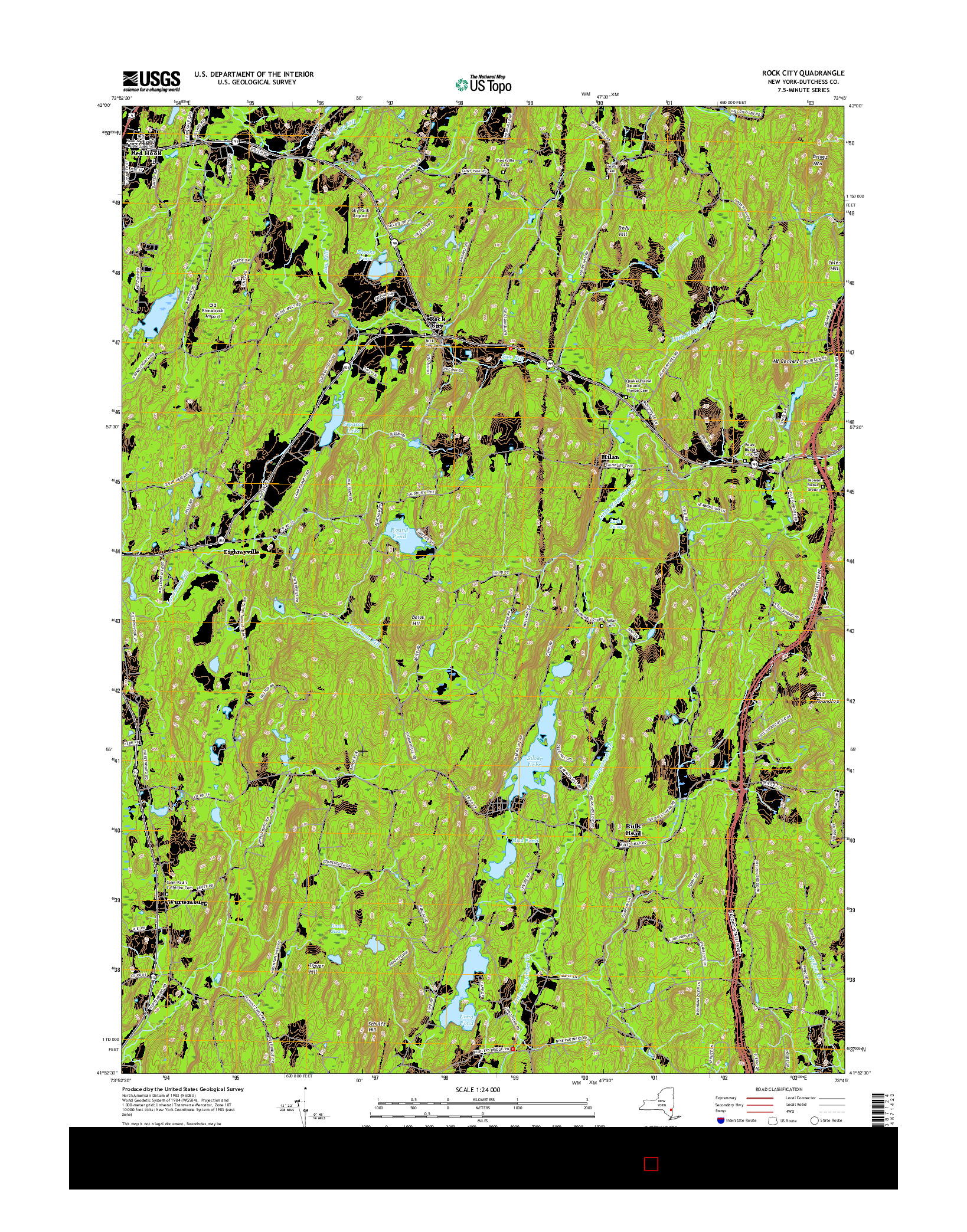 USGS US TOPO 7.5-MINUTE MAP FOR ROCK CITY, NY 2016