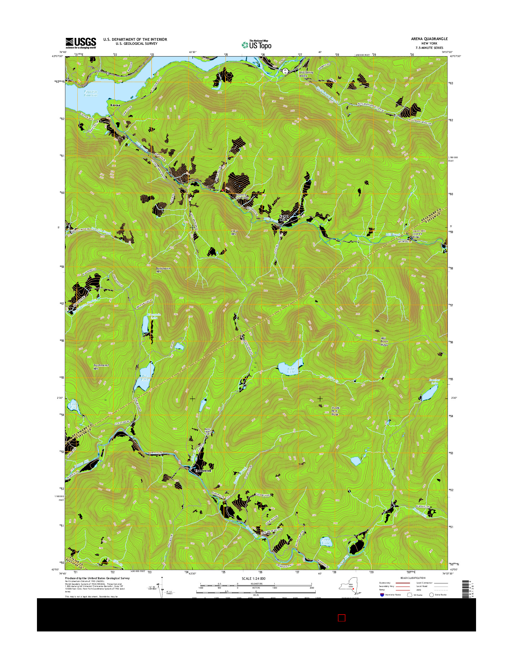 USGS US TOPO 7.5-MINUTE MAP FOR ARENA, NY 2016