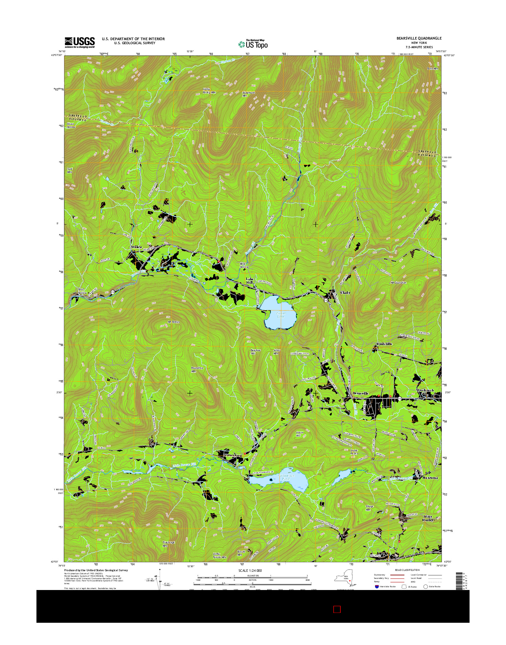 USGS US TOPO 7.5-MINUTE MAP FOR BEARSVILLE, NY 2016