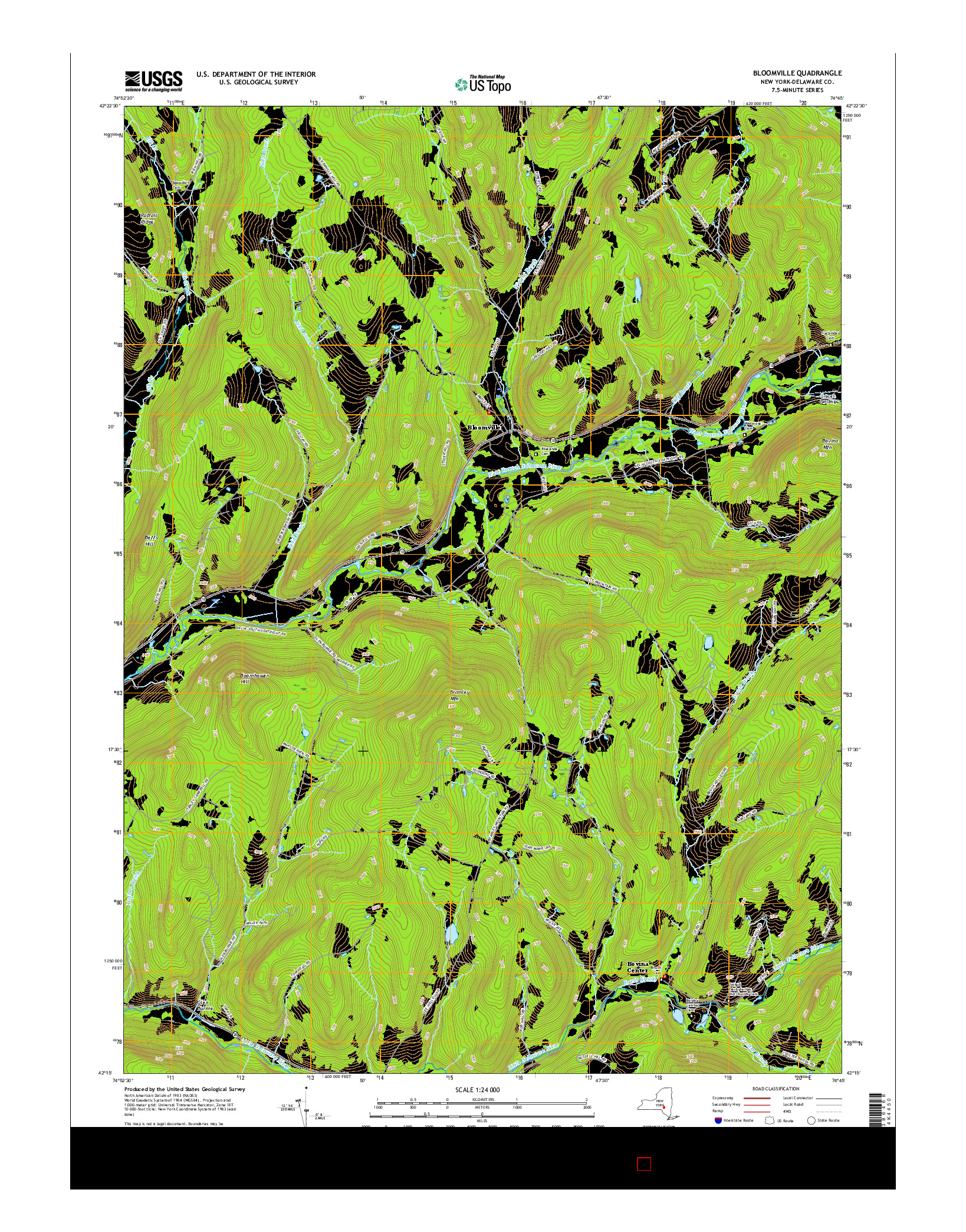 USGS US TOPO 7.5-MINUTE MAP FOR BLOOMVILLE, NY 2016