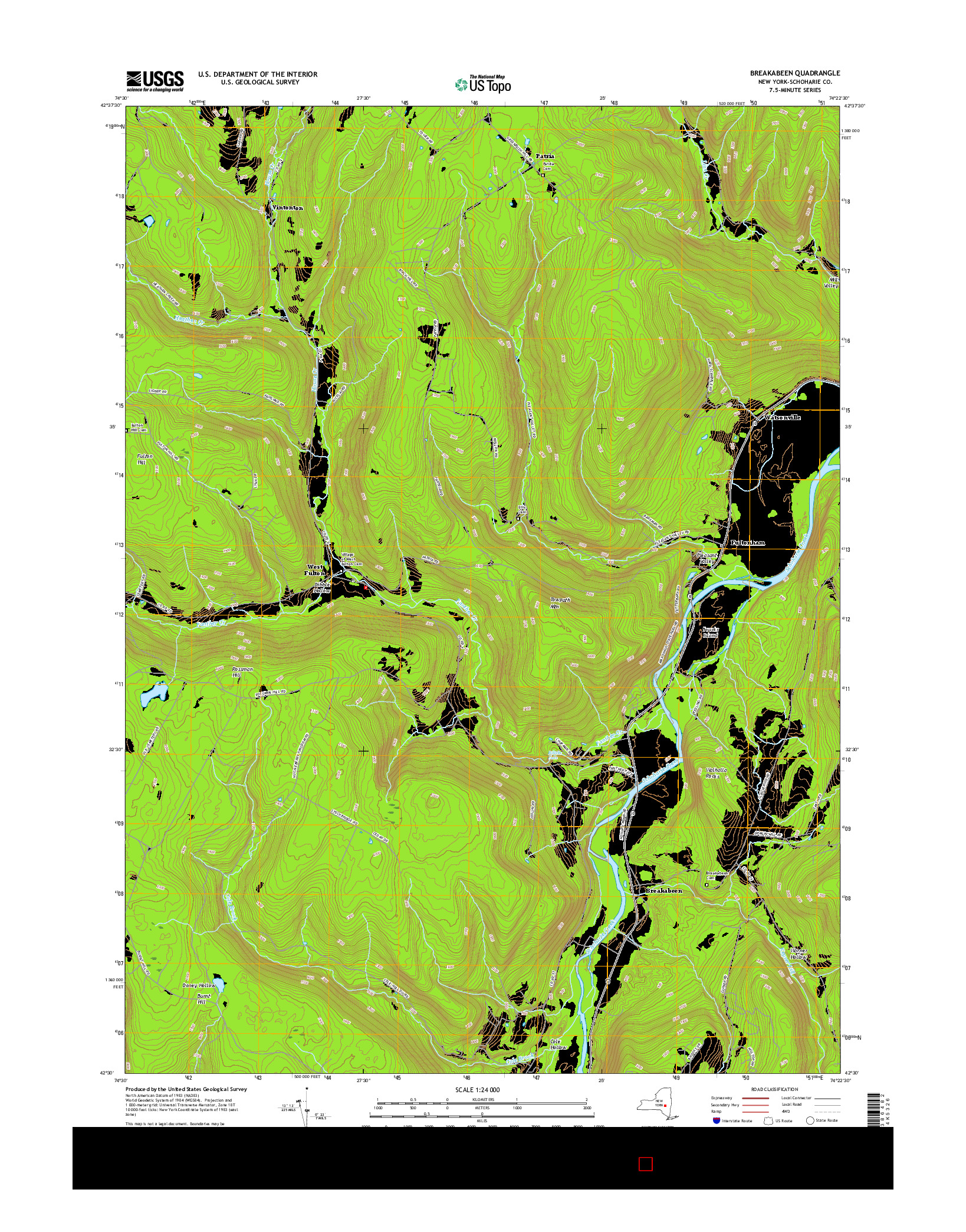 USGS US TOPO 7.5-MINUTE MAP FOR BREAKABEEN, NY 2016