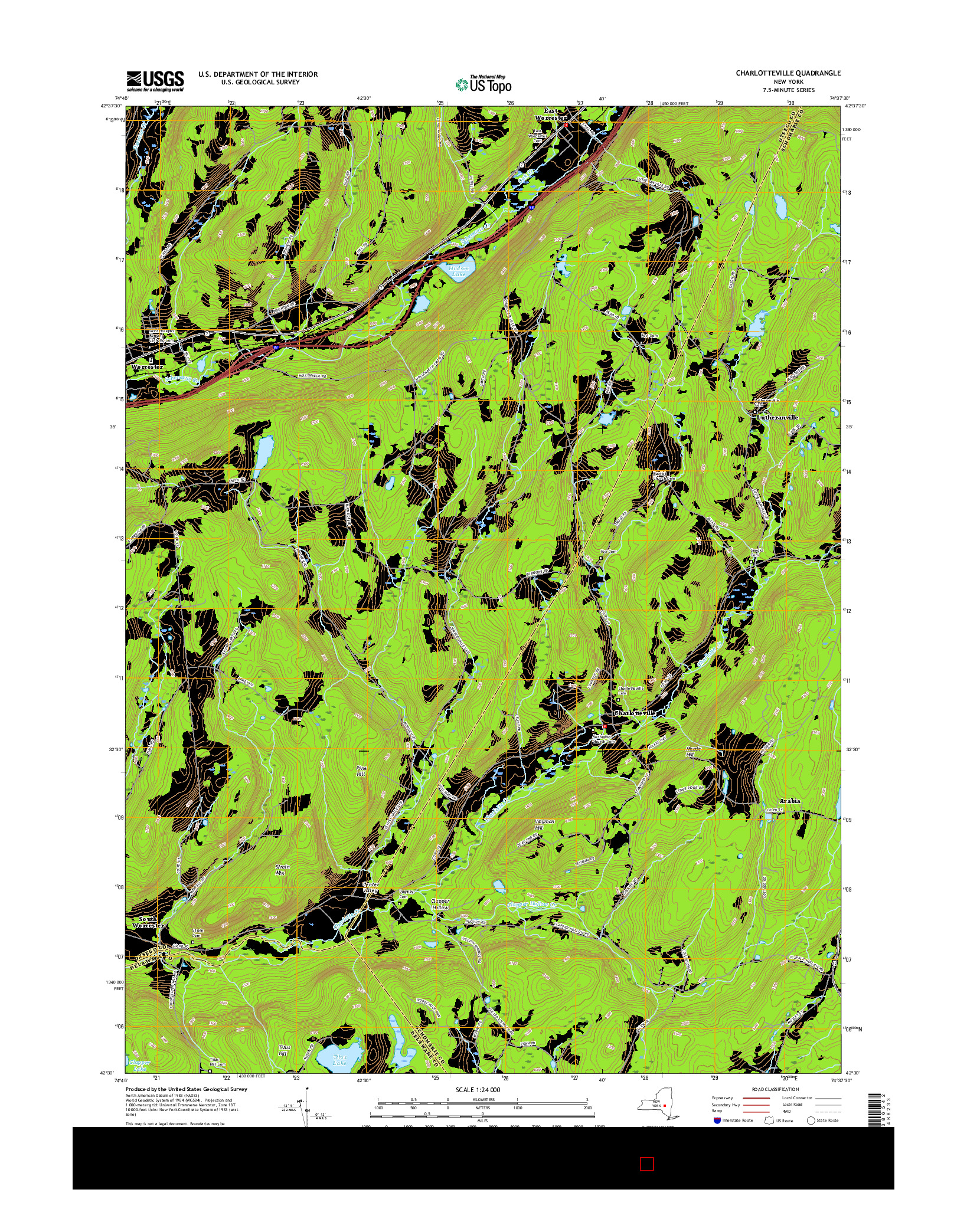 USGS US TOPO 7.5-MINUTE MAP FOR CHARLOTTEVILLE, NY 2016