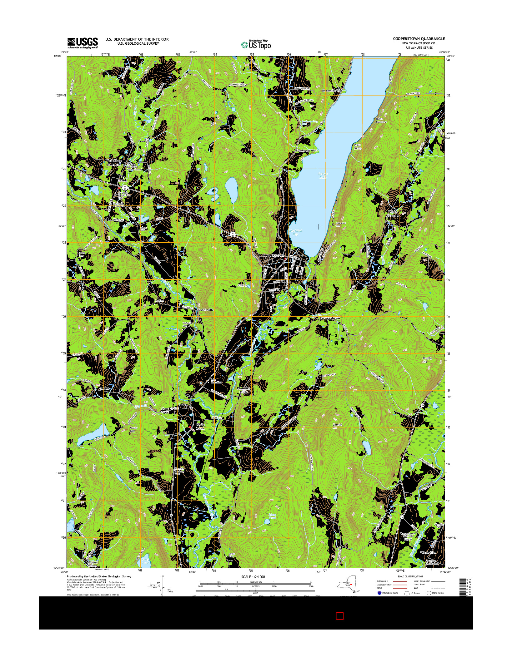 USGS US TOPO 7.5-MINUTE MAP FOR COOPERSTOWN, NY 2016