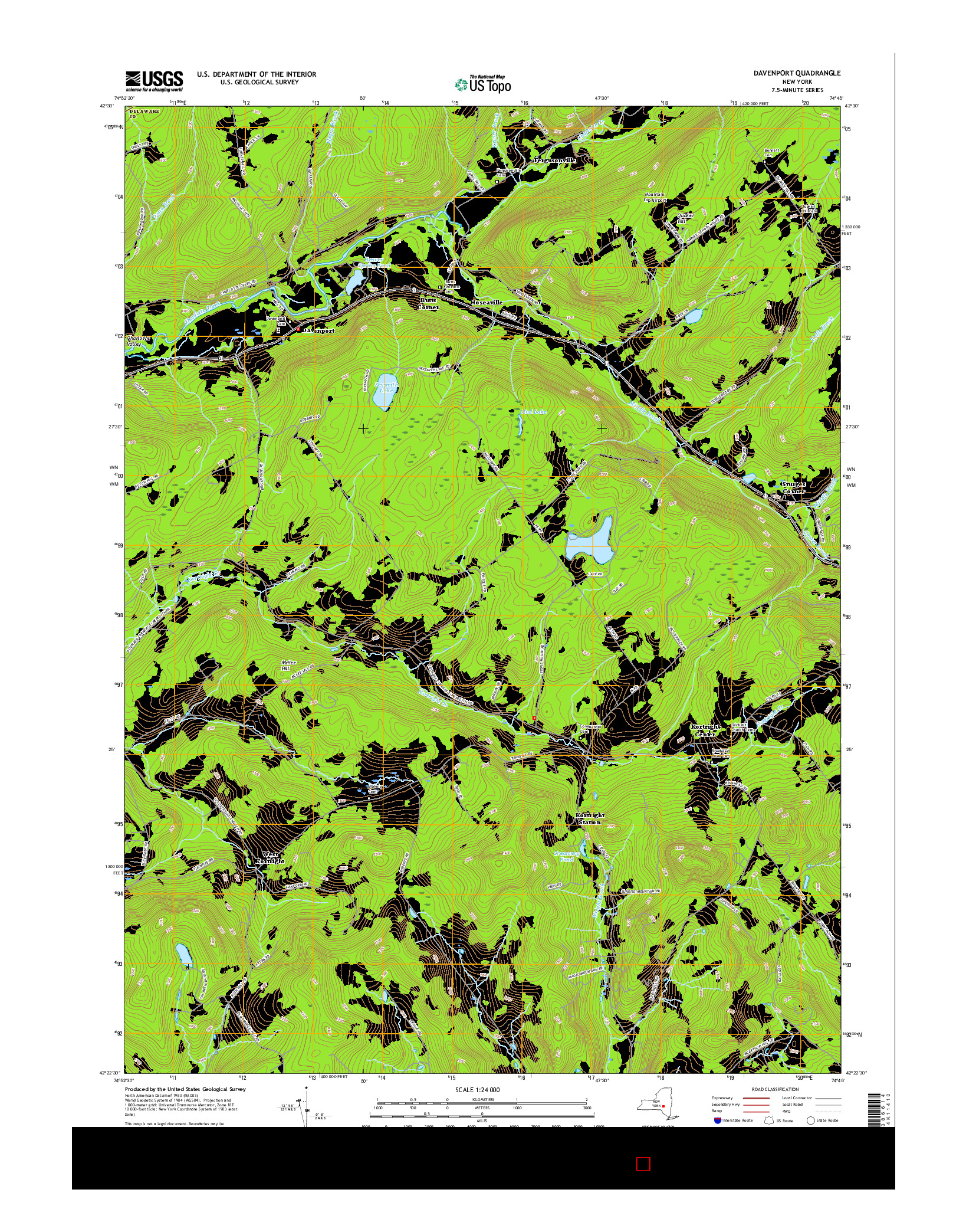 USGS US TOPO 7.5-MINUTE MAP FOR DAVENPORT, NY 2016