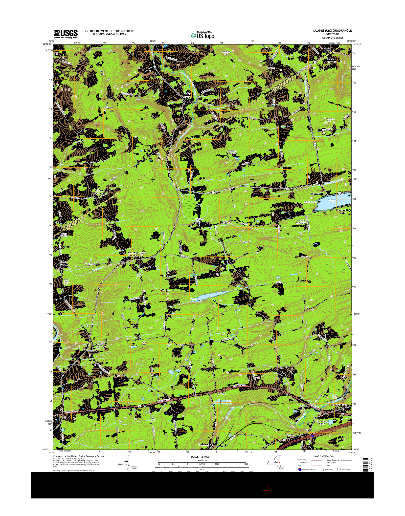 USGS US TOPO 7.5-MINUTE MAP FOR DUANESBURG, NY 2016