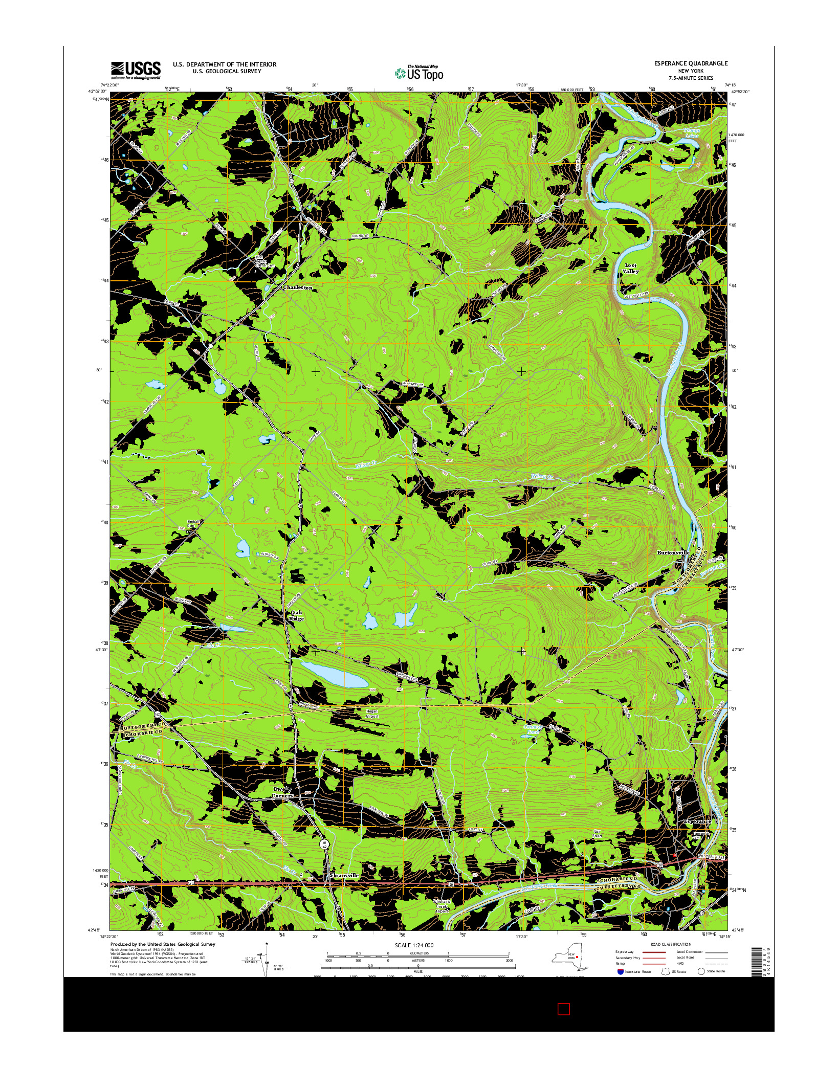 USGS US TOPO 7.5-MINUTE MAP FOR ESPERANCE, NY 2016