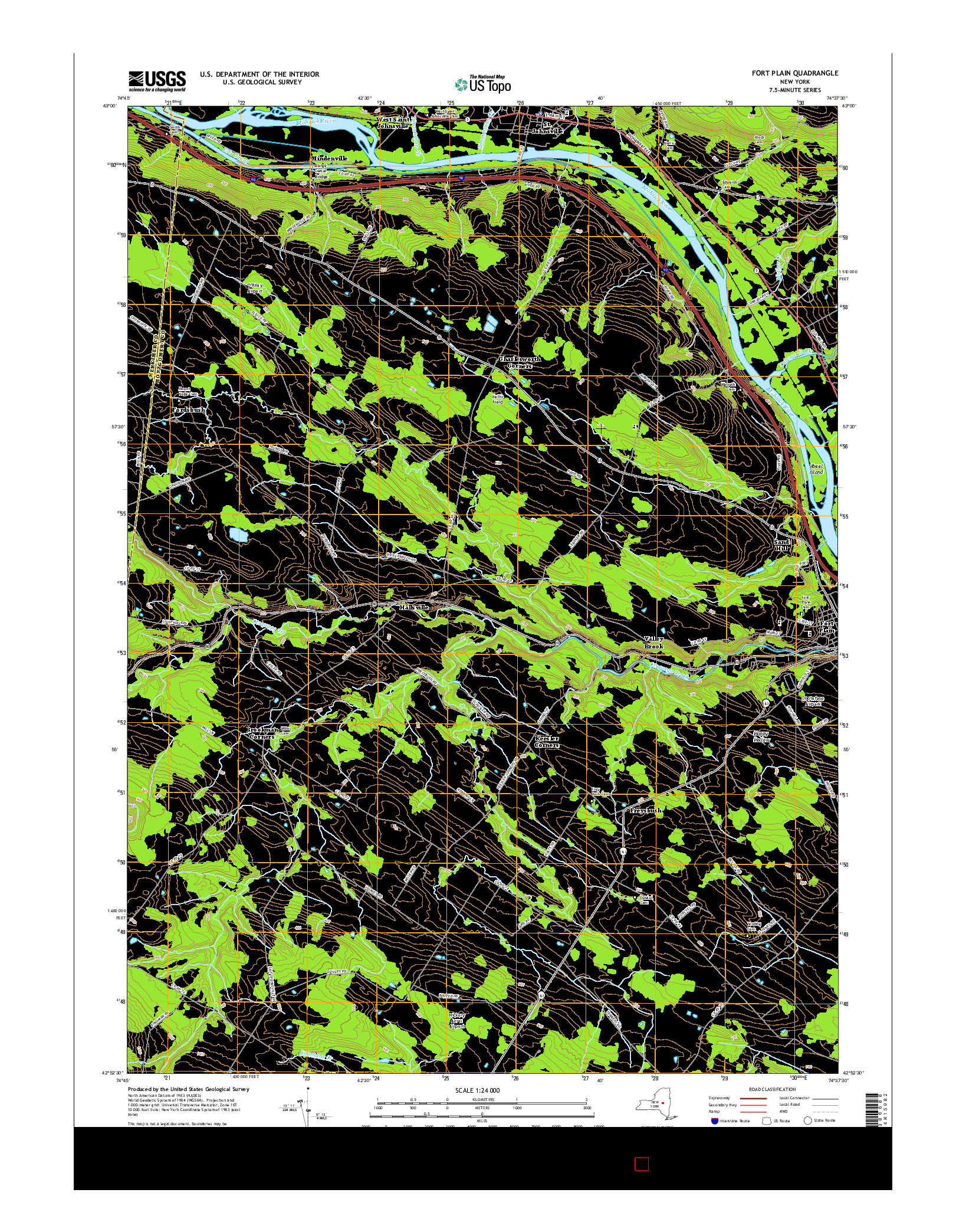 USGS US TOPO 7.5-MINUTE MAP FOR FORT PLAIN, NY 2016