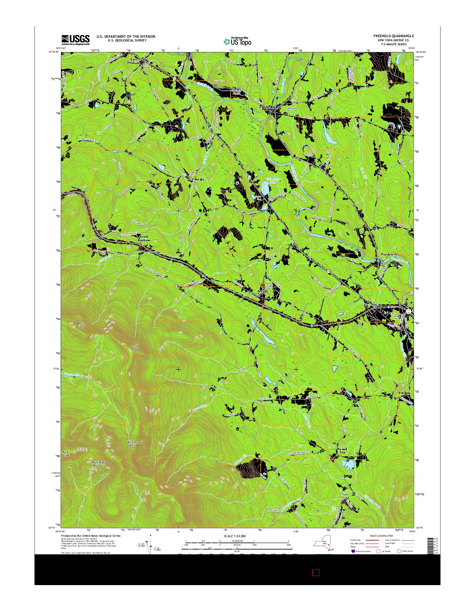 USGS US TOPO 7.5-MINUTE MAP FOR FREEHOLD, NY 2016