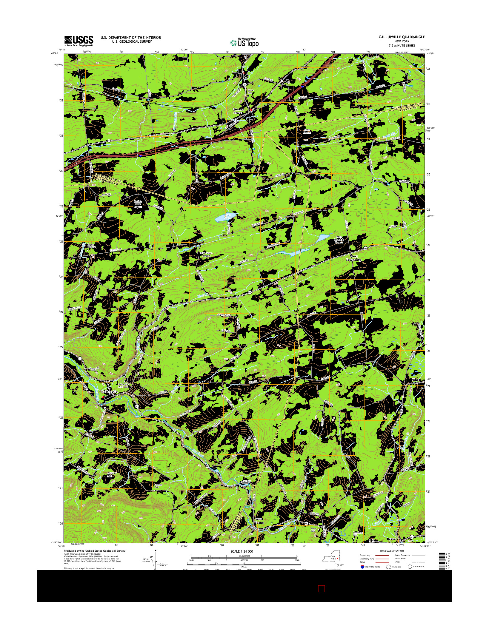 USGS US TOPO 7.5-MINUTE MAP FOR GALLUPVILLE, NY 2016