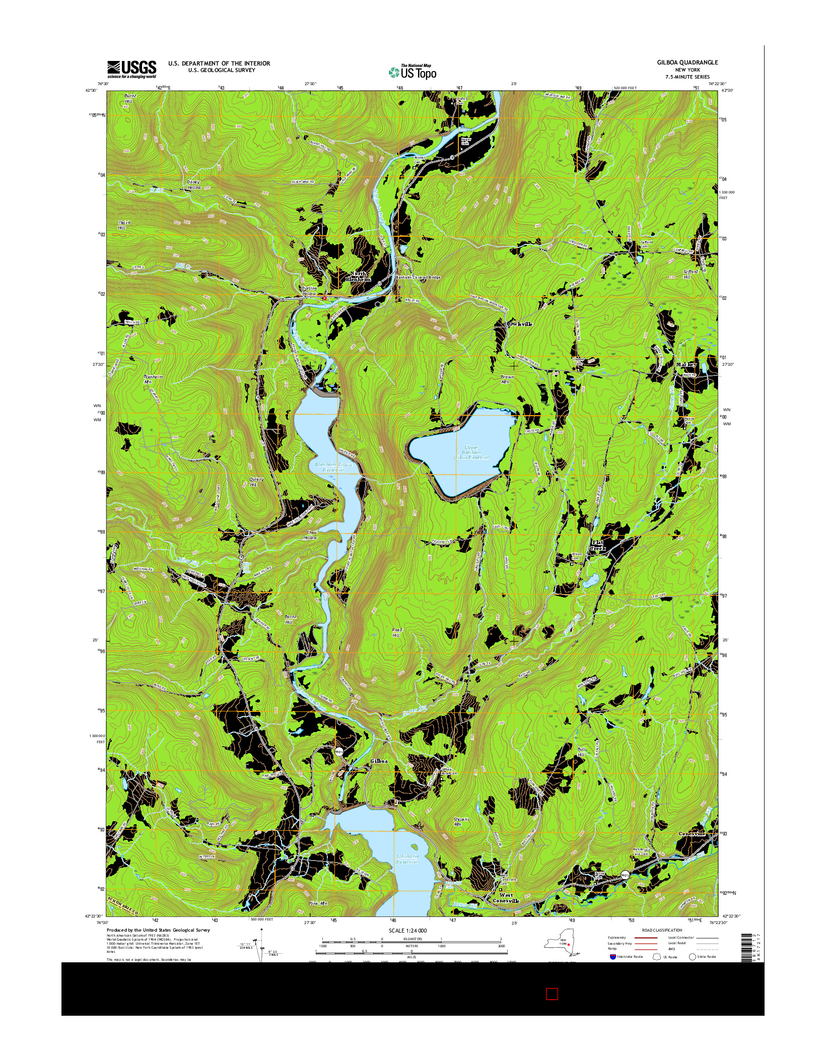 USGS US TOPO 7.5-MINUTE MAP FOR GILBOA, NY 2016
