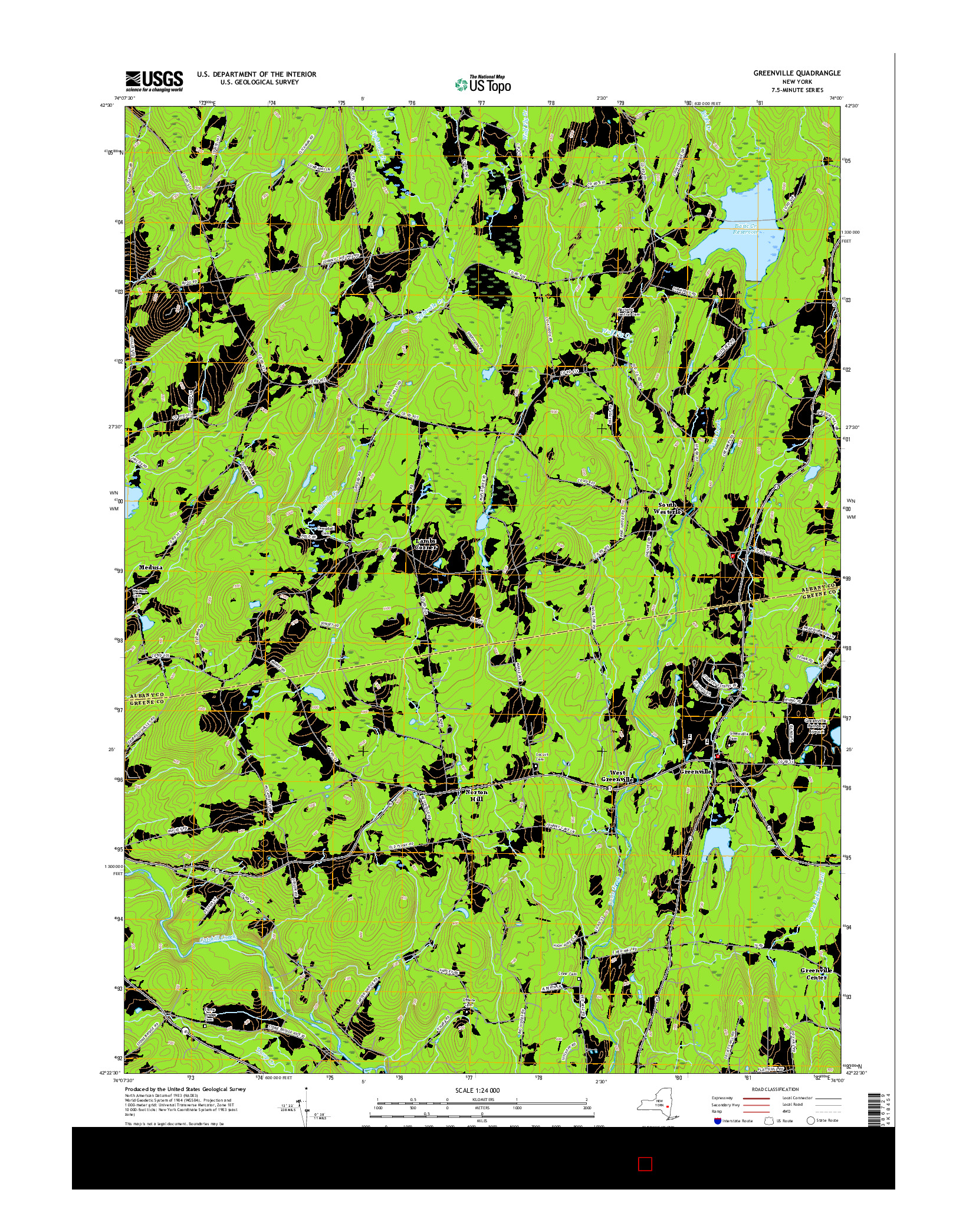 USGS US TOPO 7.5-MINUTE MAP FOR GREENVILLE, NY 2016