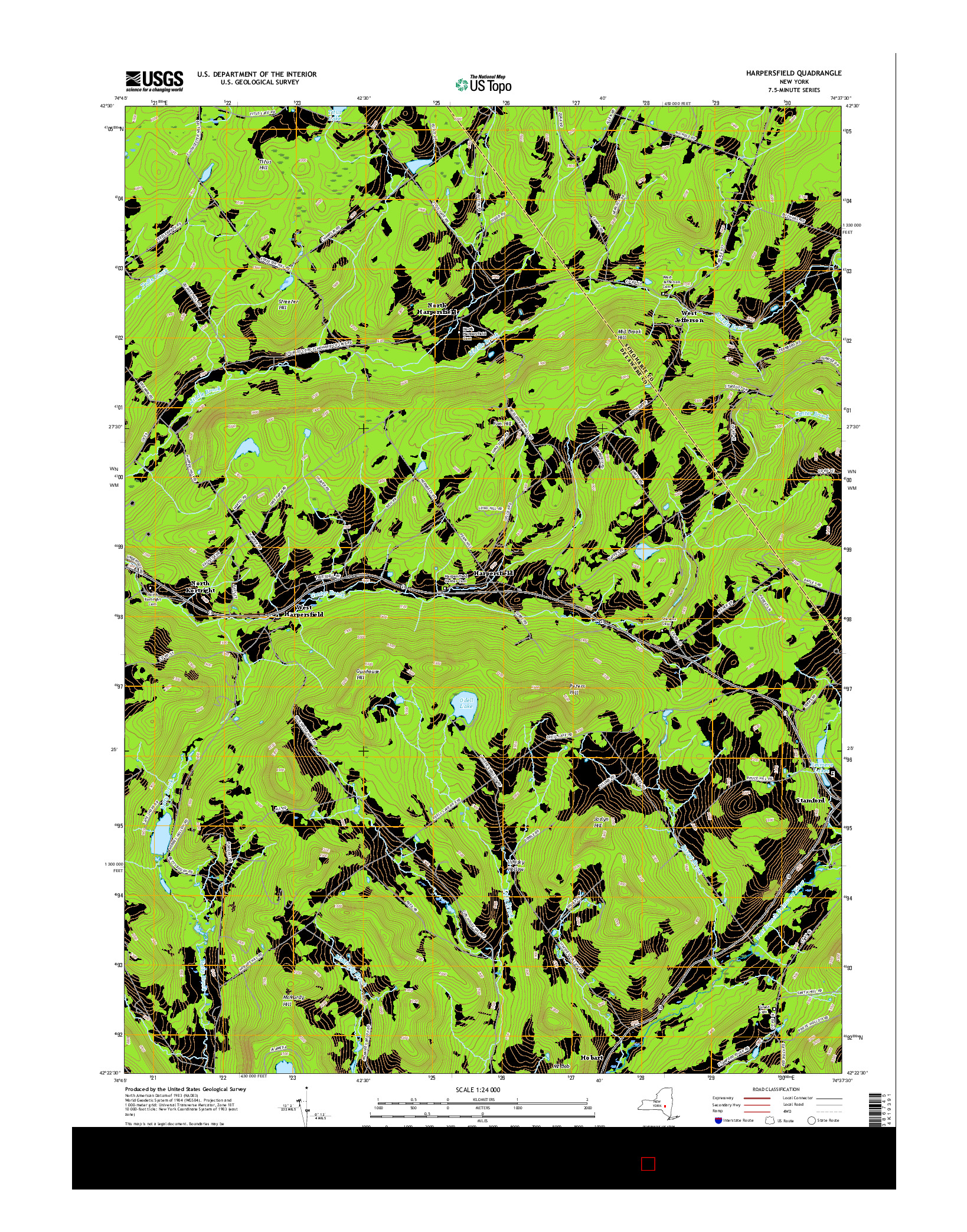 USGS US TOPO 7.5-MINUTE MAP FOR HARPERSFIELD, NY 2016