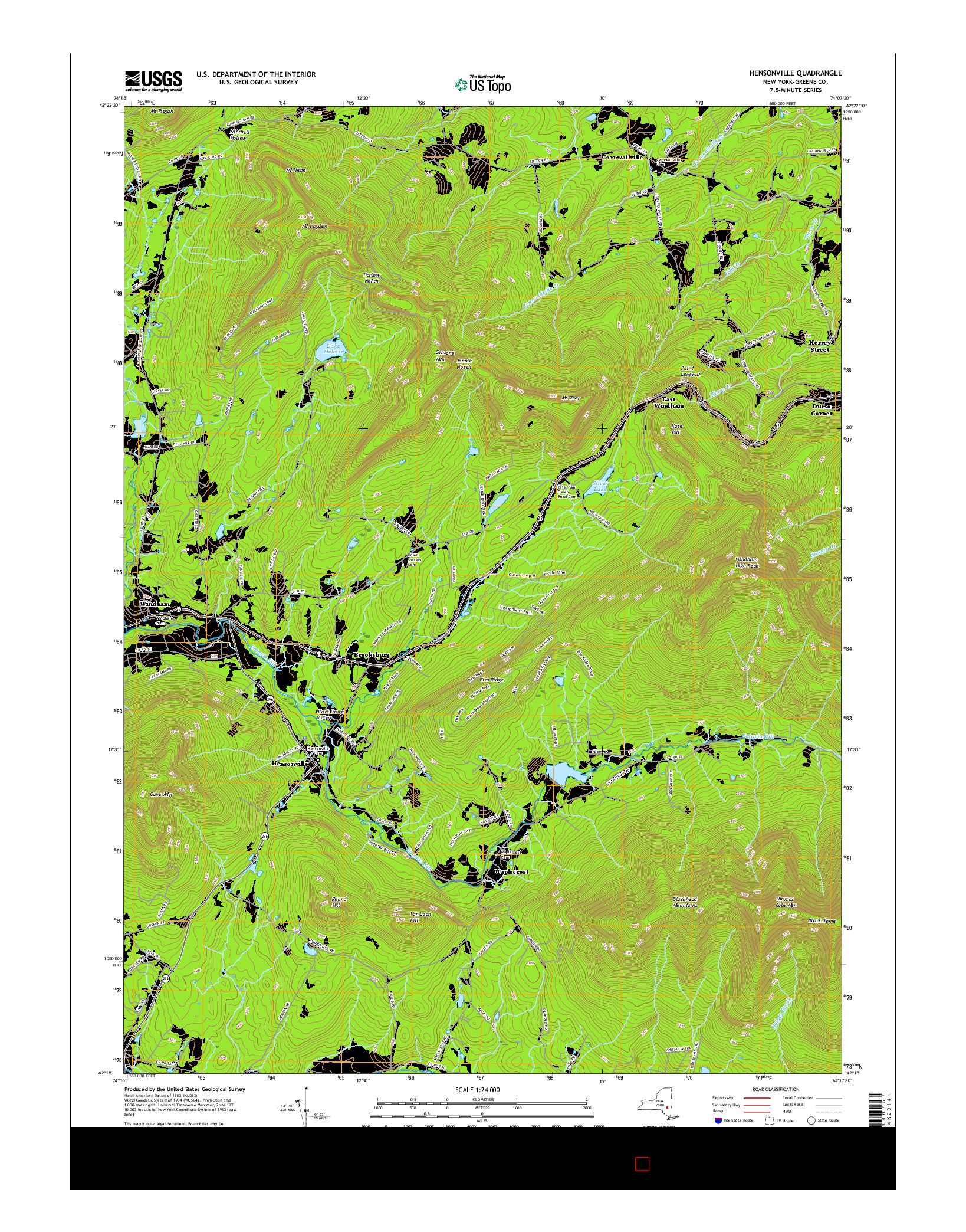 USGS US TOPO 7.5-MINUTE MAP FOR HENSONVILLE, NY 2016