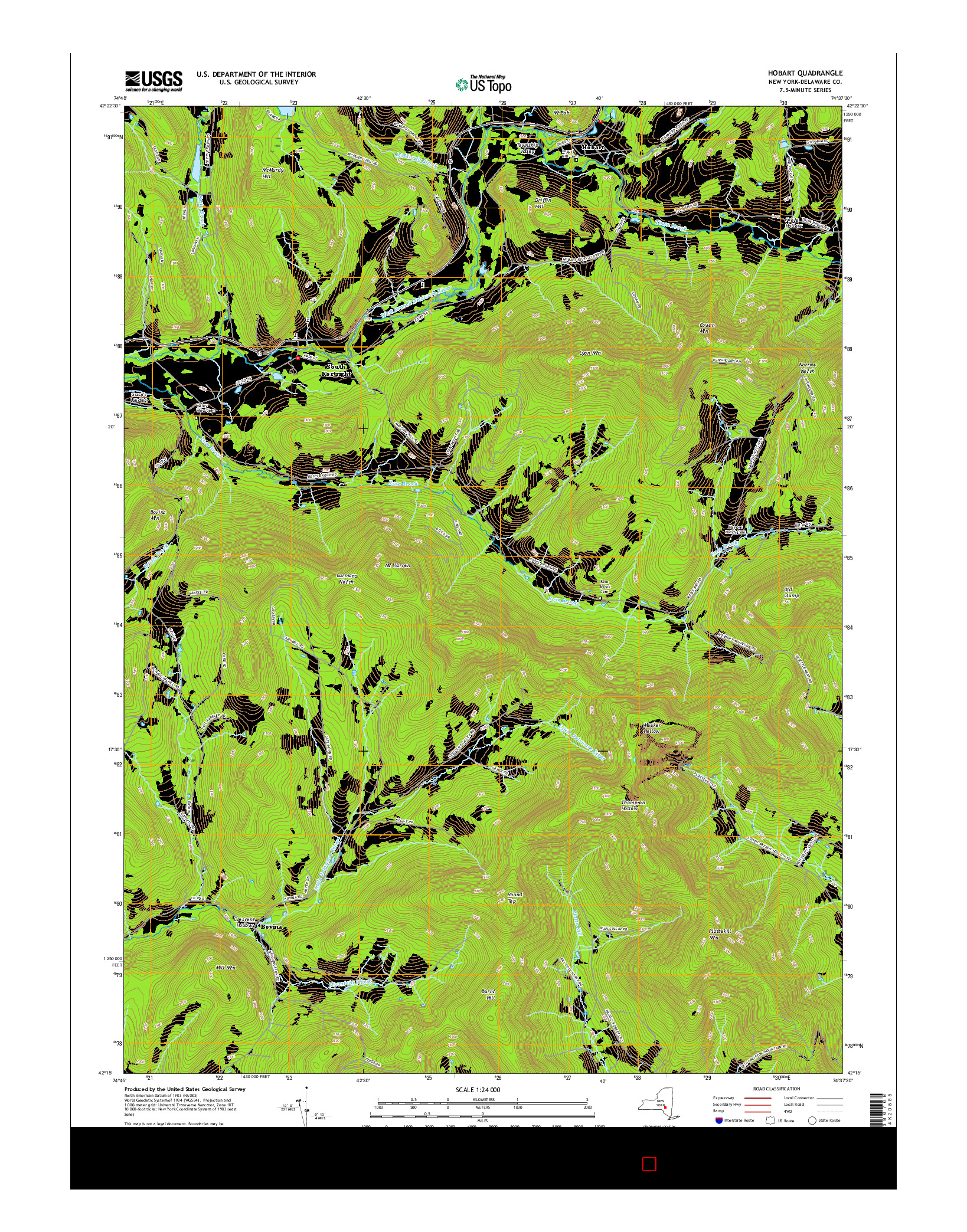 USGS US TOPO 7.5-MINUTE MAP FOR HOBART, NY 2016