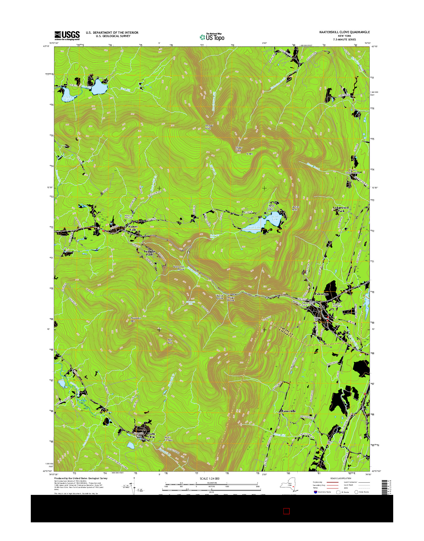 USGS US TOPO 7.5-MINUTE MAP FOR KAATERSKILL CLOVE, NY 2016