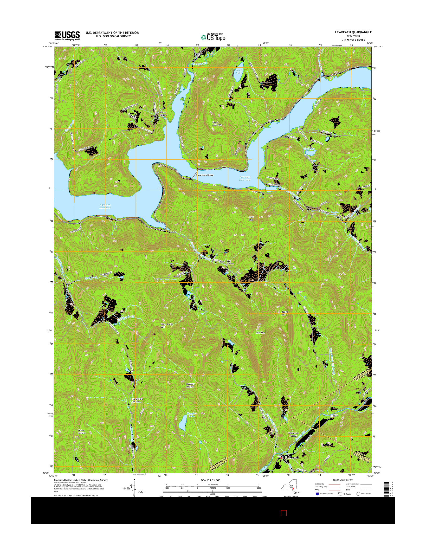 USGS US TOPO 7.5-MINUTE MAP FOR LEWBEACH, NY 2016