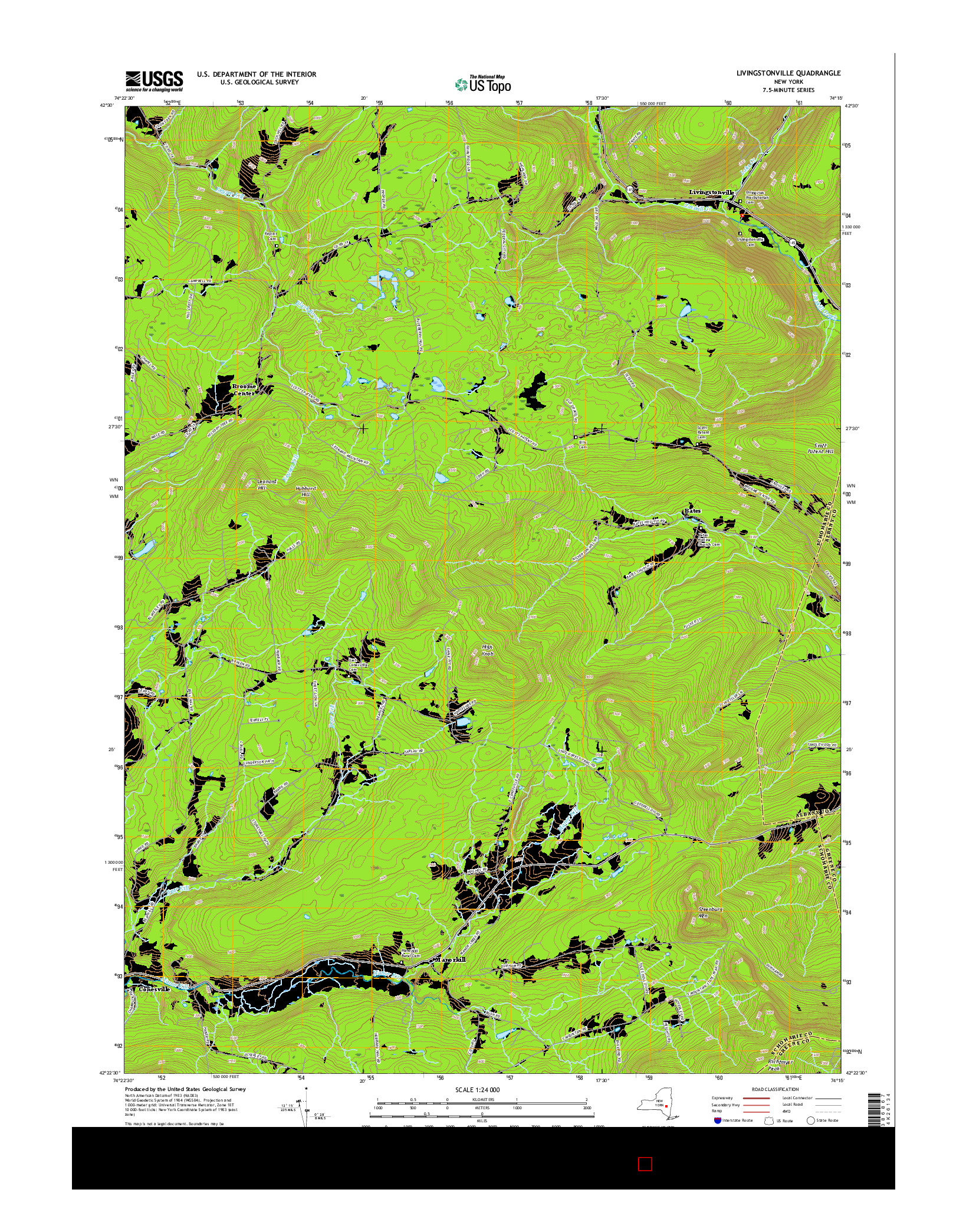 USGS US TOPO 7.5-MINUTE MAP FOR LIVINGSTONVILLE, NY 2016