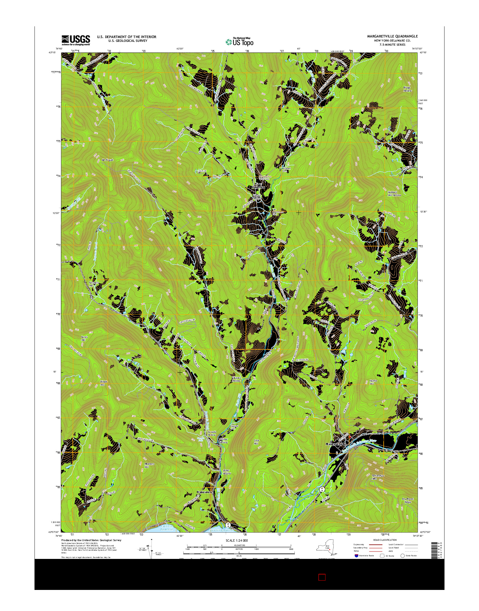 USGS US TOPO 7.5-MINUTE MAP FOR MARGARETVILLE, NY 2016